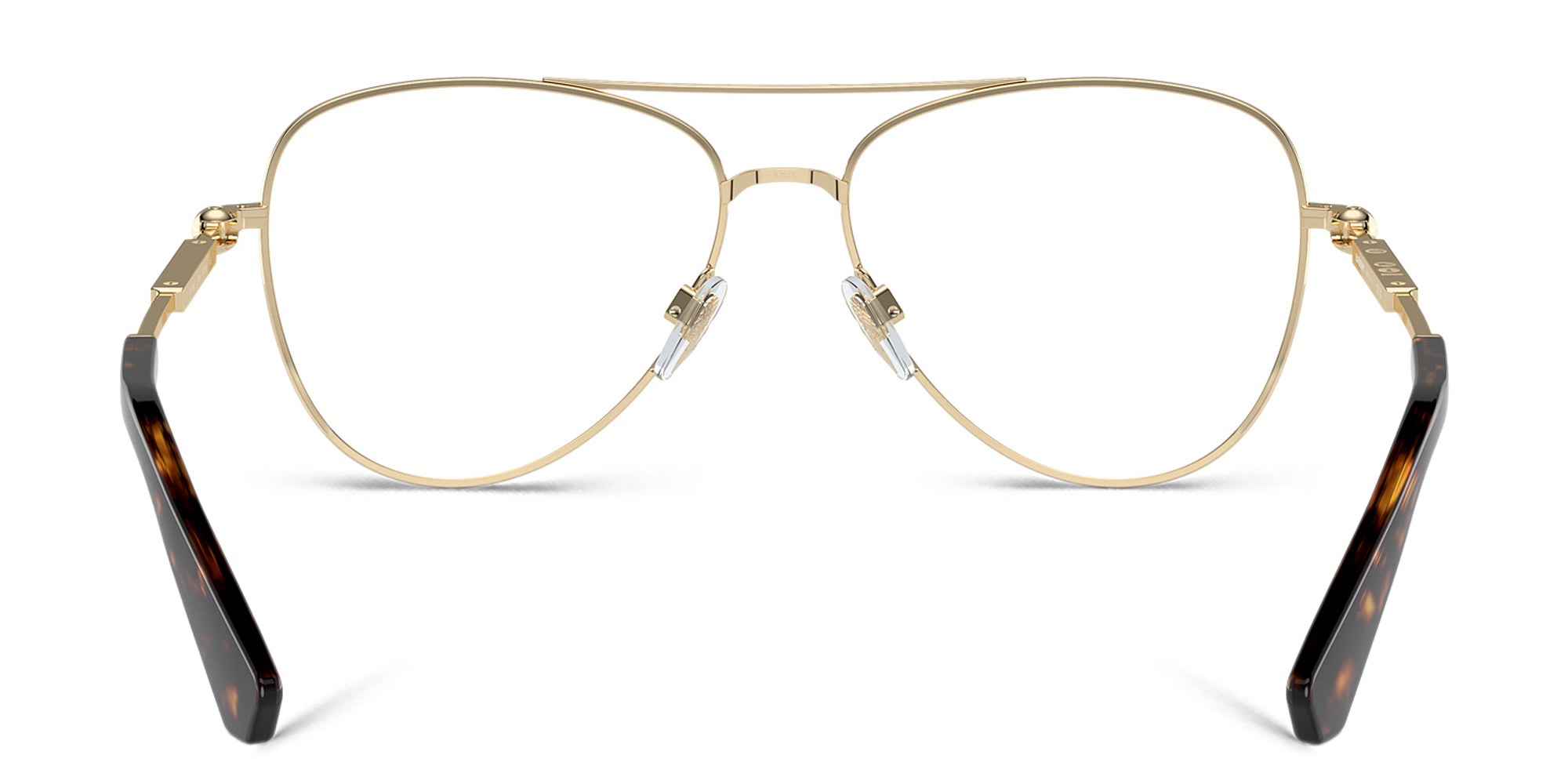 Shop BURBERRY Logo Wide Pilot Eyeglasses in Light Gold online.