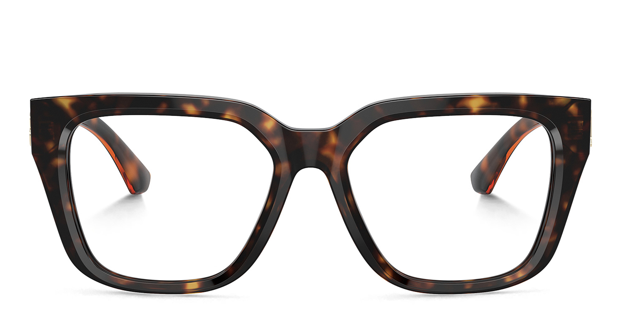 Shop BURBERRY TB Motif Square Eyeglasses in Dark Havana online.