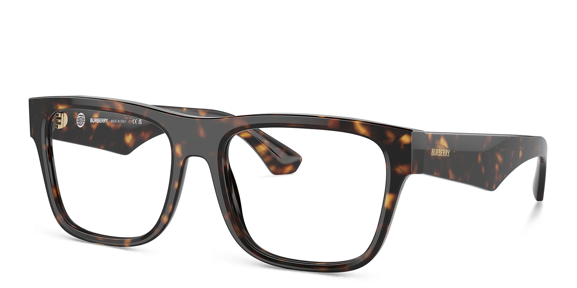 BURBERRY Logo Square Eyeglasses in Dark Havana – Product Photo 2