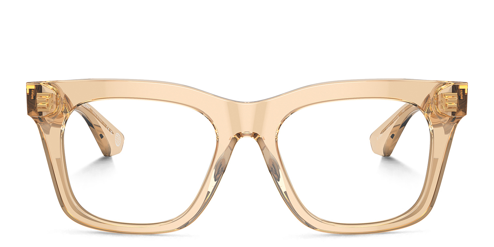 Shop BURBERRY Logo Square Eyeglasses in Light Brown online.