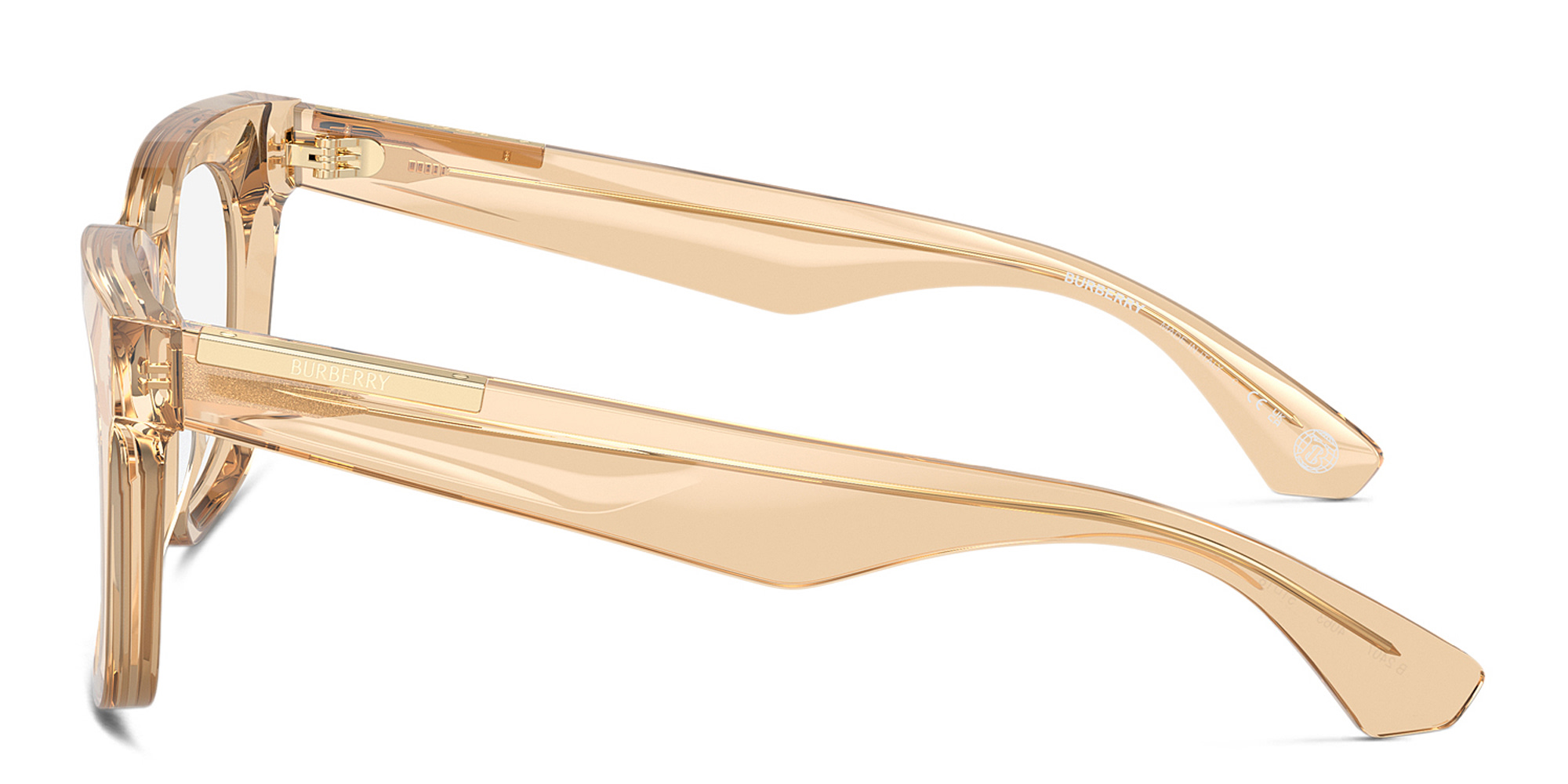 Shop BURBERRY Logo Square Eyeglasses in Light Brown online.