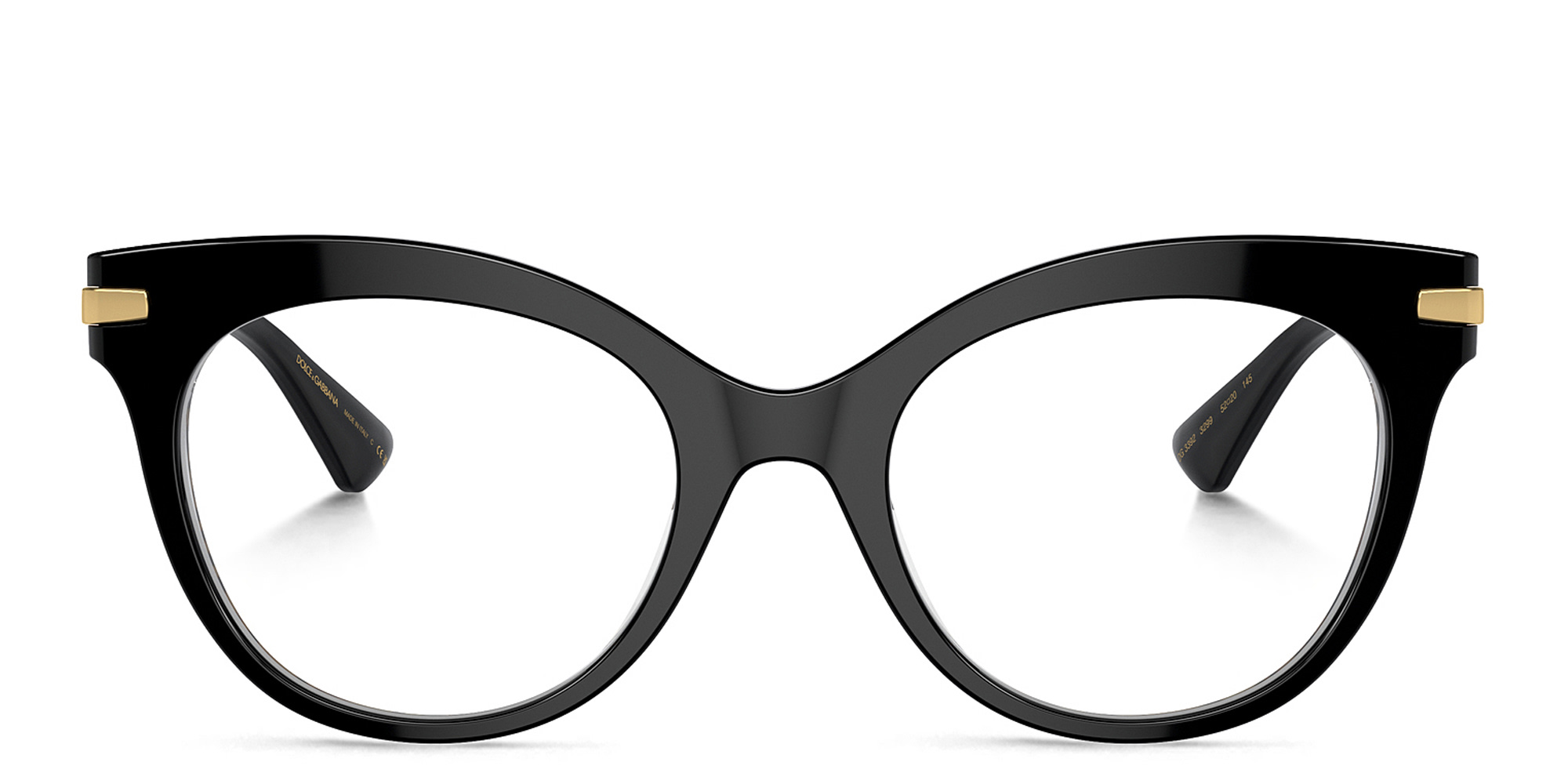 Shop Dolce & Gabbana Logo Cat-Eye Eyeglasses in Black online.