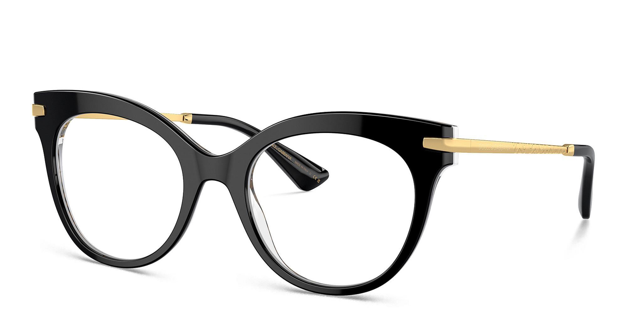 Shop Dolce & Gabbana Logo Cat-Eye Eyeglasses in Black online.