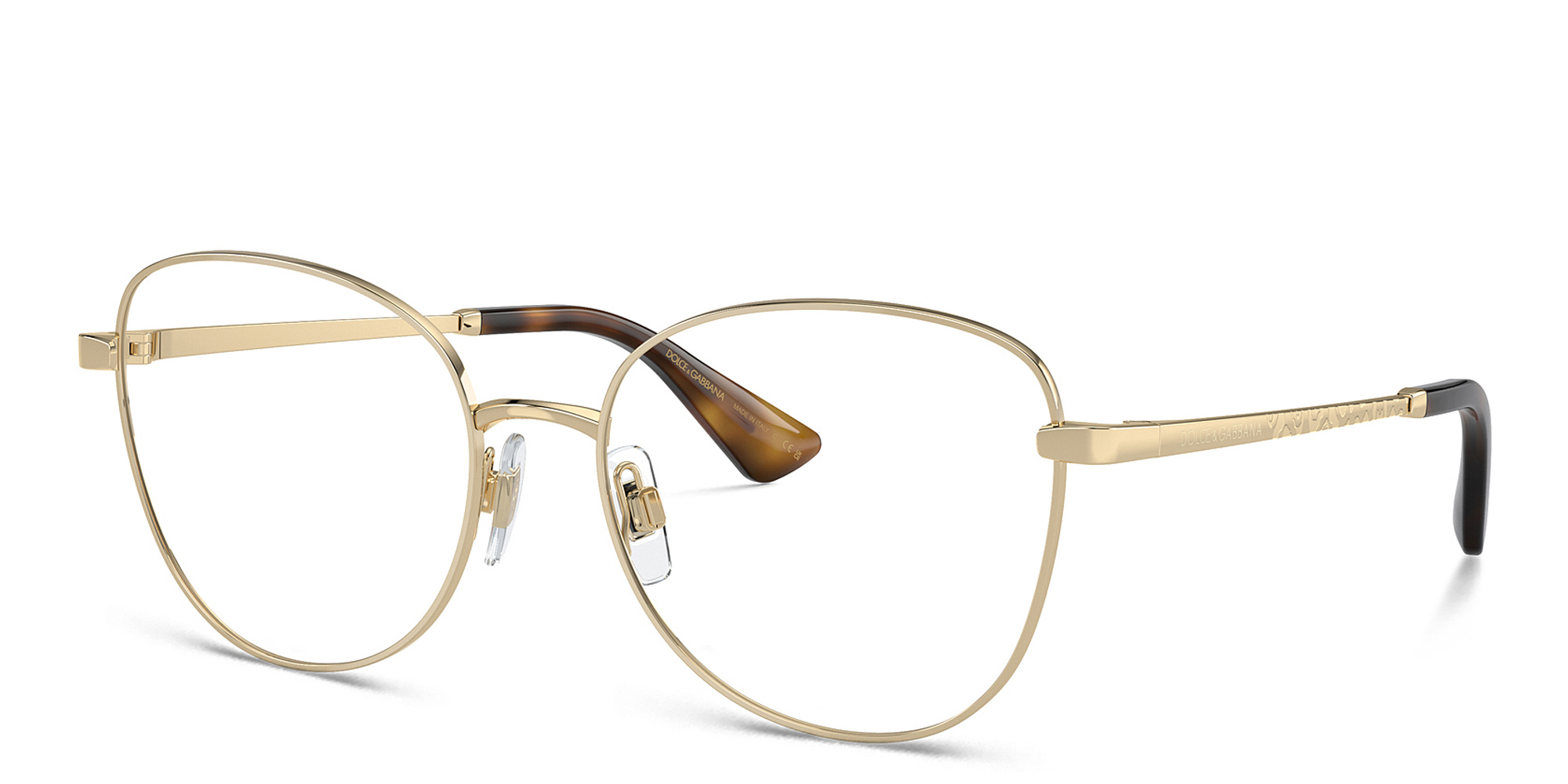 Dolce & Gabbana Logo Wide Butterfly Eyeglasses in Light Gold – Product Photo 2