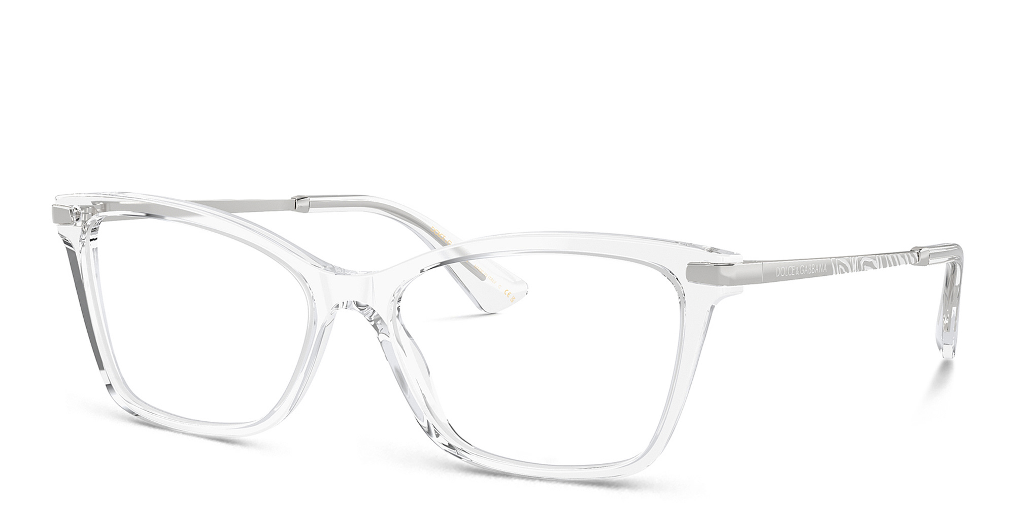 Shop Dolce & Gabbana Logo Rectangle Eyeglasses in Clear online.