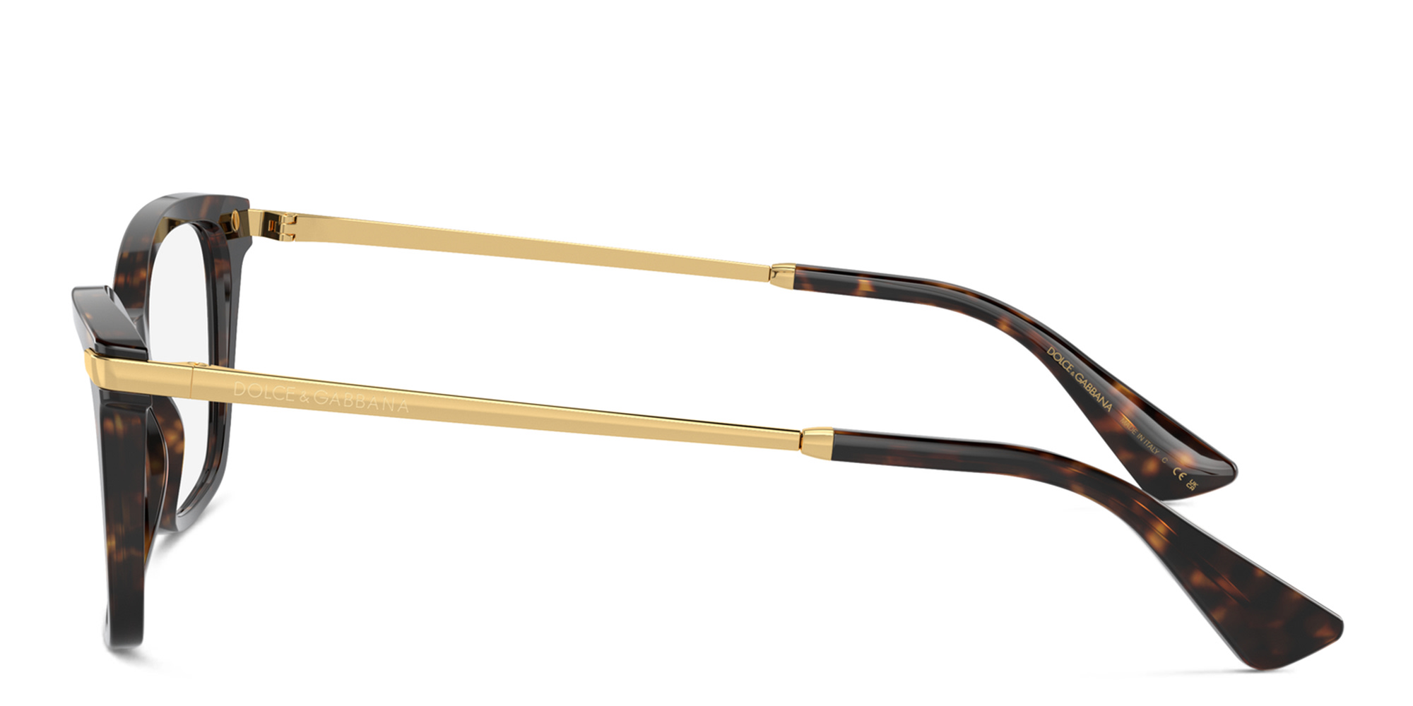 Shop Dolce & Gabbana Logo Wide Rectangle Eyeglasses in Havana online.