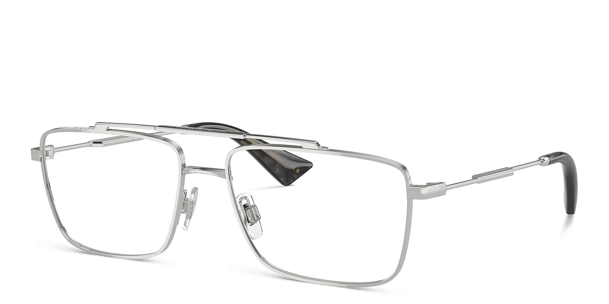 Shop Dolce & Gabbana Logo Wide Rectangle Eyeglasses in Silver online.