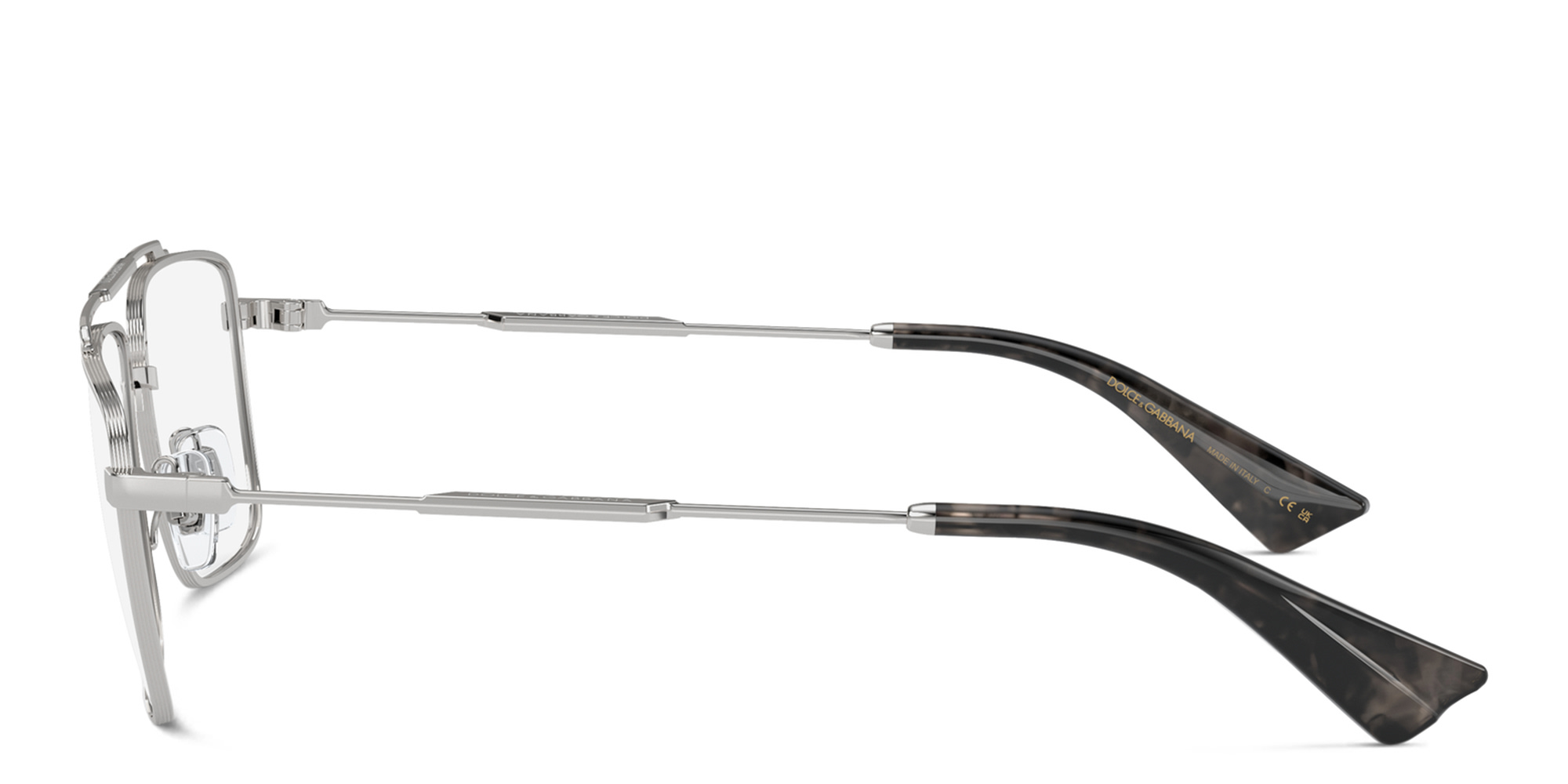 Shop Dolce & Gabbana Logo Wide Rectangle Eyeglasses in Silver online.