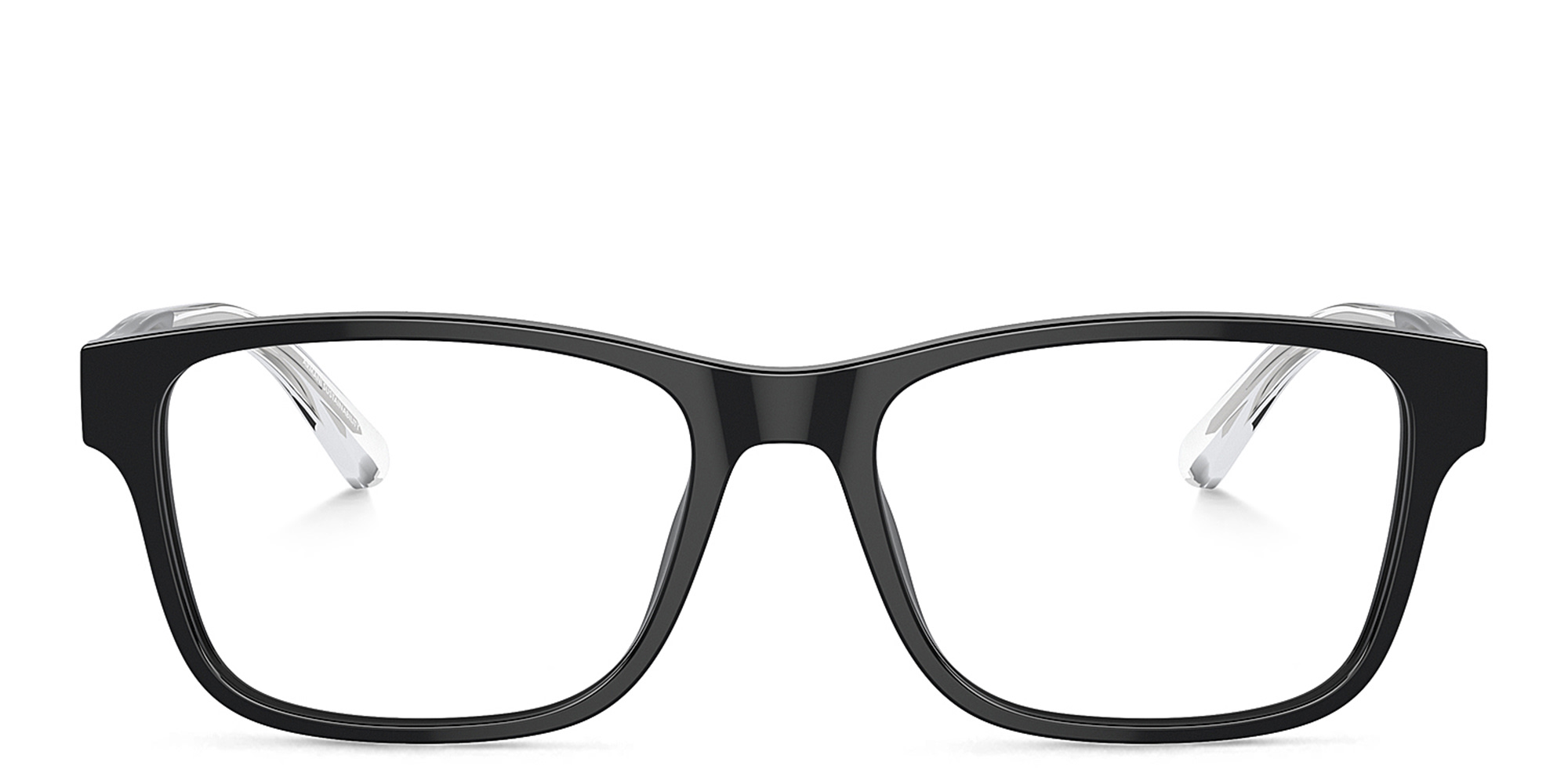 Emporio Armani Logo Wide Rectangle Eyeglasses in Black – Product Photo 1