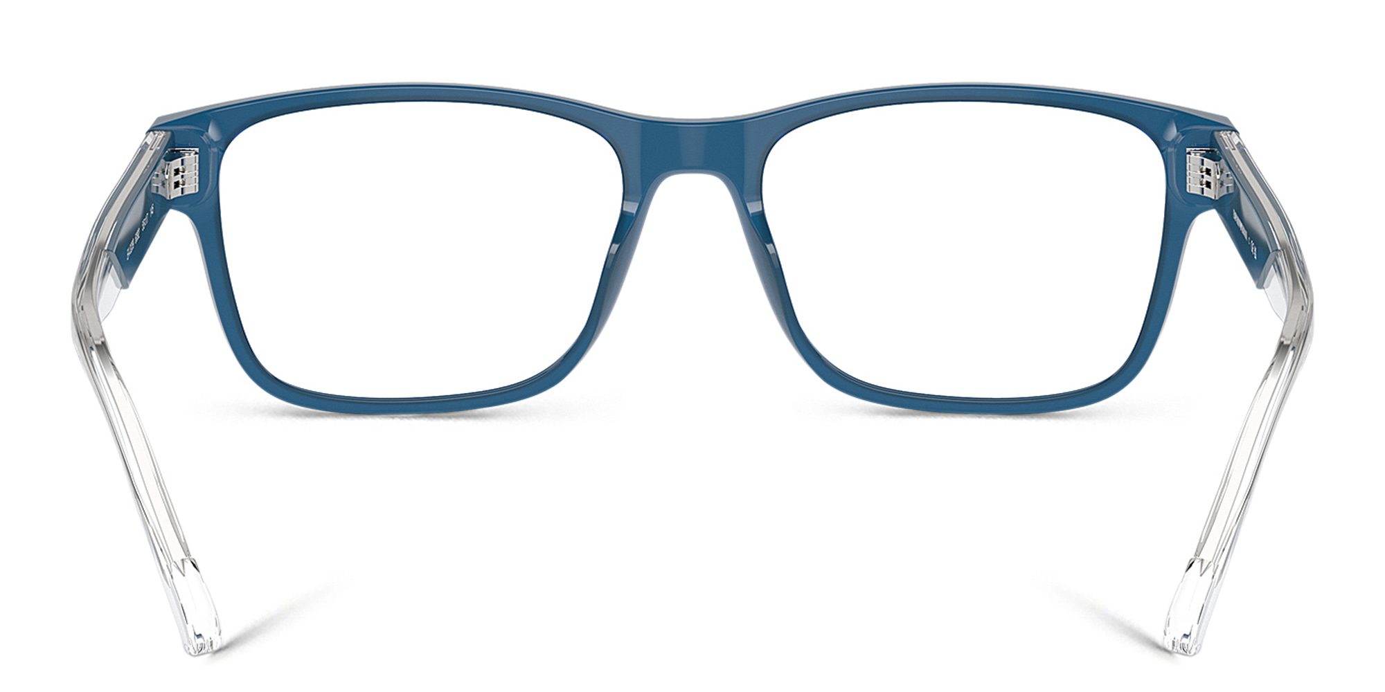 Emporio Armani Logo Wide Rectangle Eyeglasses in Shiny Opaline Blue – Product Photo 4