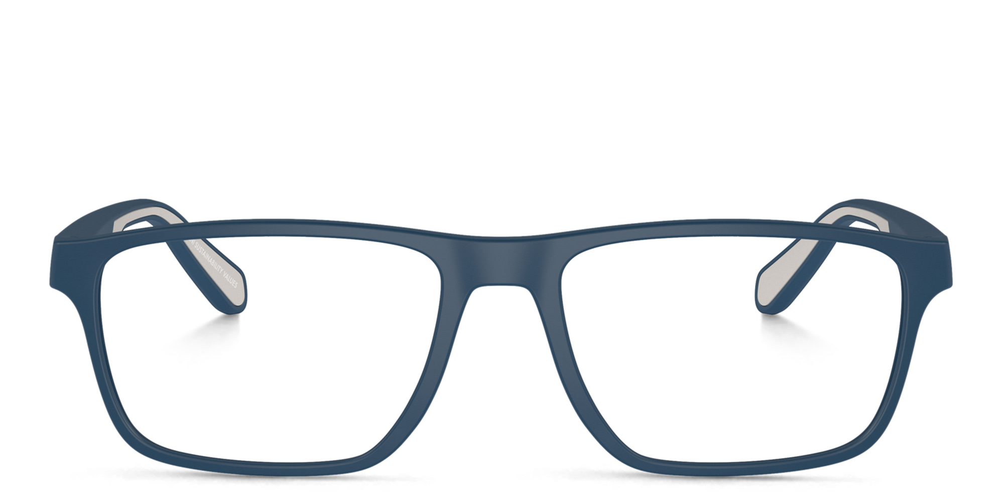 Emporio Armani Logo Wide Rectangle Eyeglasses in Matte Blue – Product Photo 1