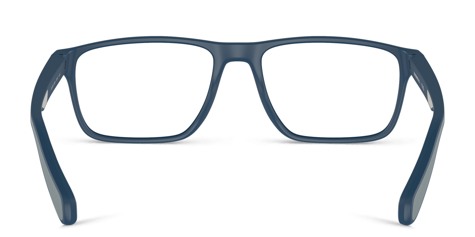 Emporio Armani Logo Wide Rectangle Eyeglasses in Matte Blue – Product Photo 4