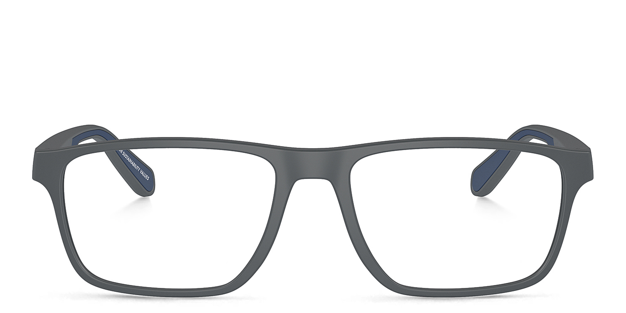 Emporio Armani Logo Wide Rectangle Eyeglasses in Matte Dark Grey – Product Photo 1