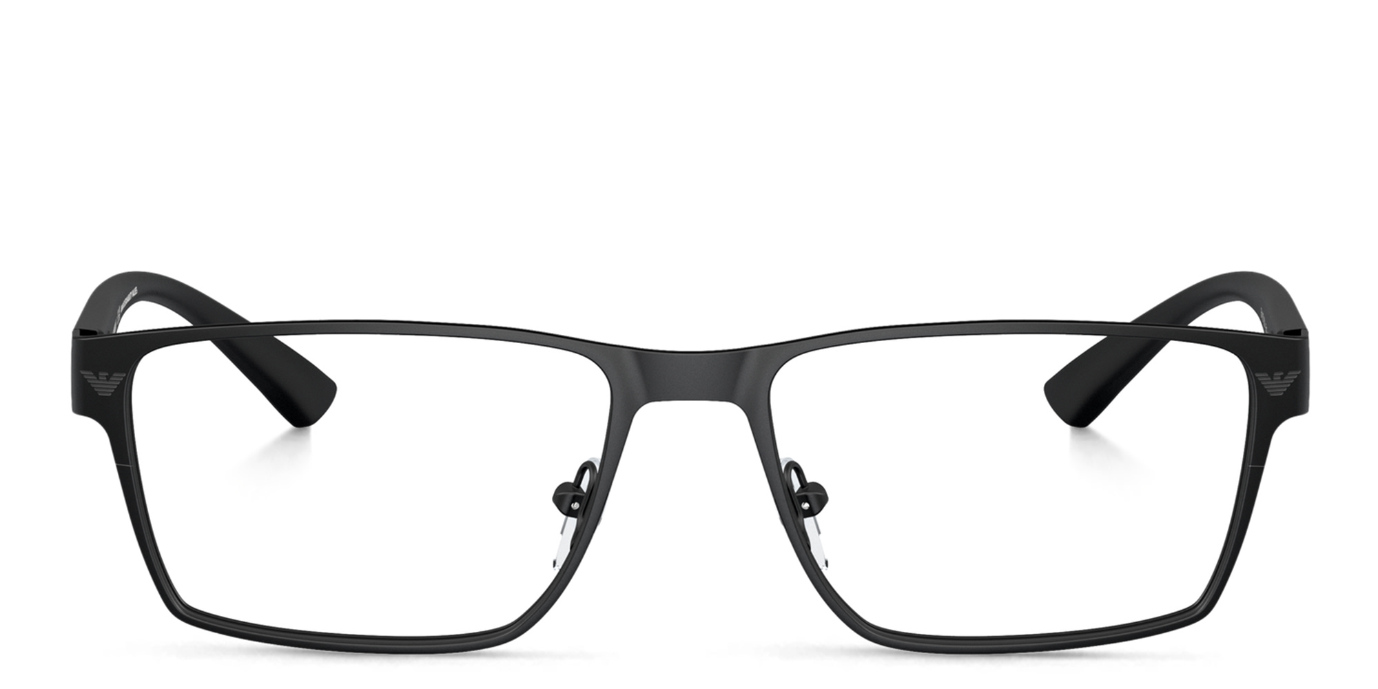 Shop Emporio Armani Logo Wide Rectangle Eyeglasses in Matte Black online.