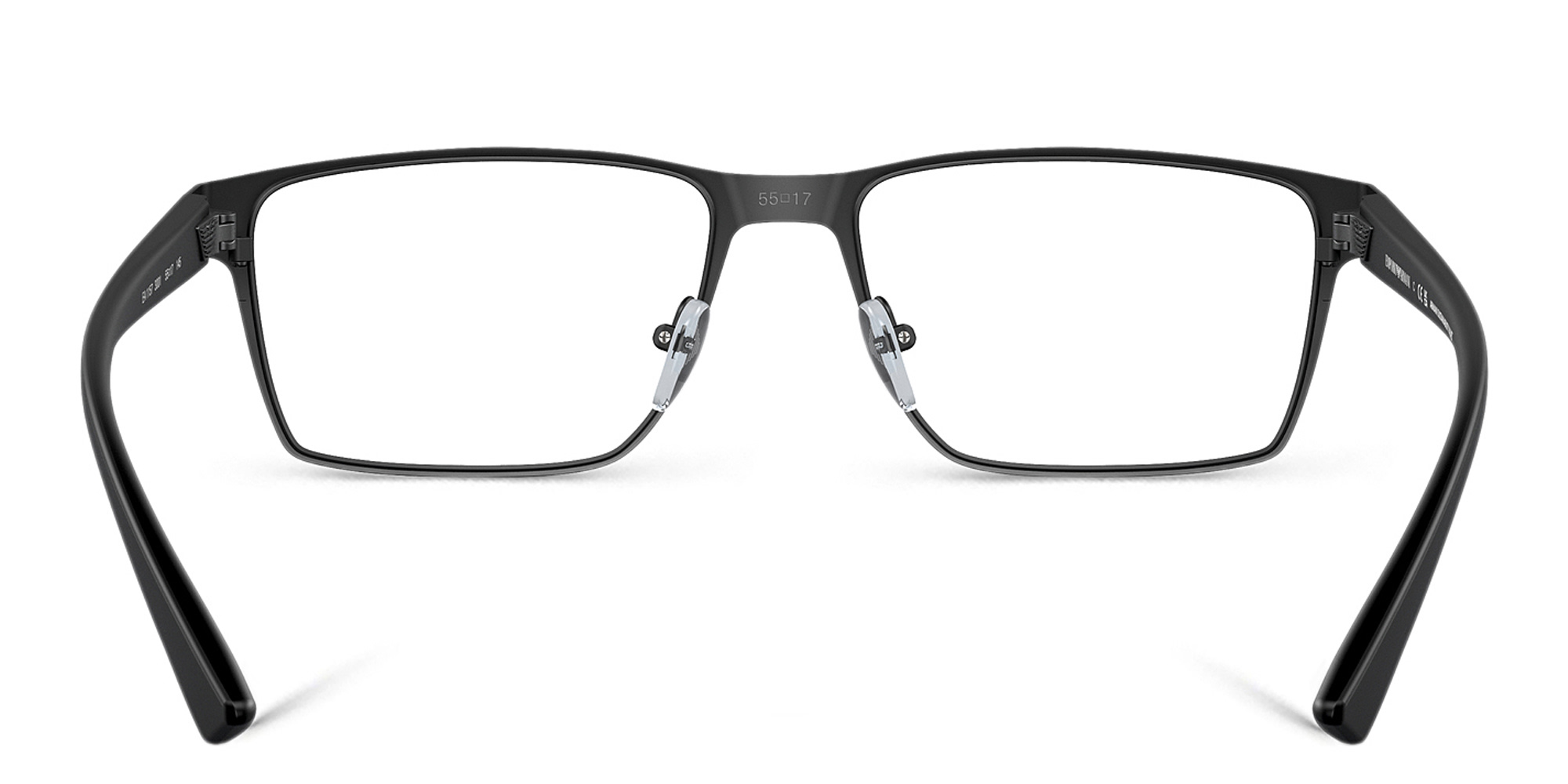 Shop Emporio Armani Logo Wide Rectangle Eyeglasses in Matte Black online.