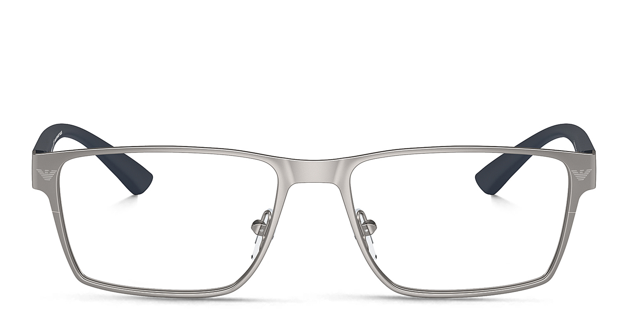 Emporio Armani Logo Wide Rectangle Eyeglasses in Matte Gunmetal – Product Photo 1