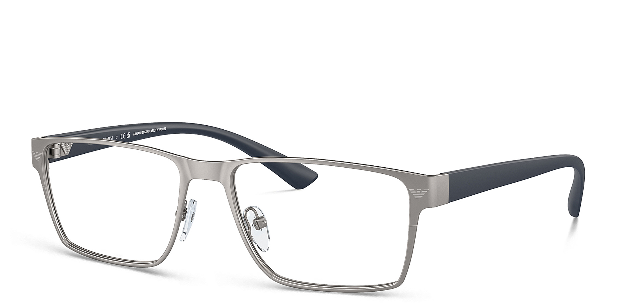 Emporio Armani Logo Wide Rectangle Eyeglasses in Matte Gunmetal – Product Photo 2