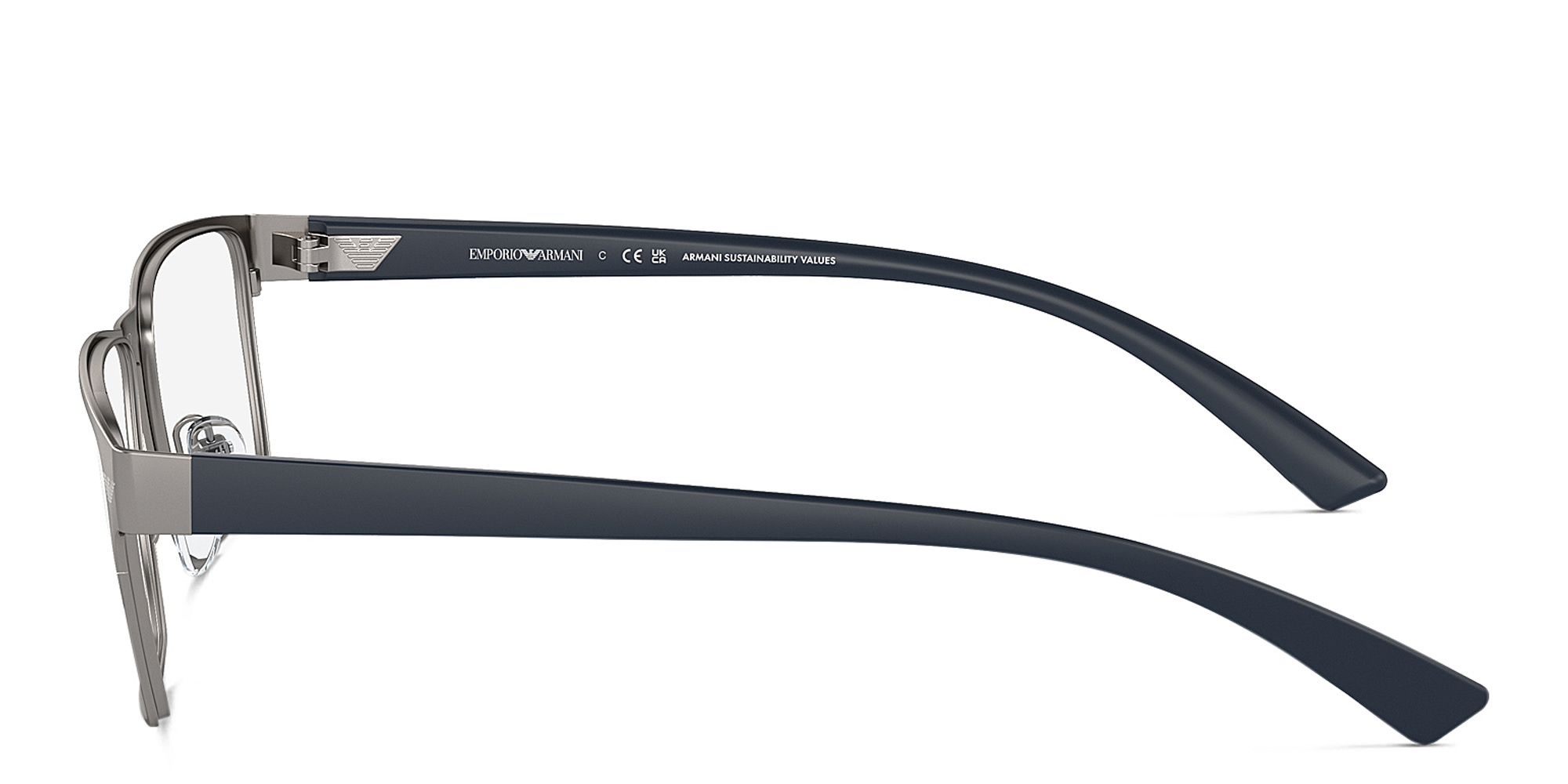 Emporio Armani Logo Wide Rectangle Eyeglasses in Matte Gunmetal – Product Photo 3