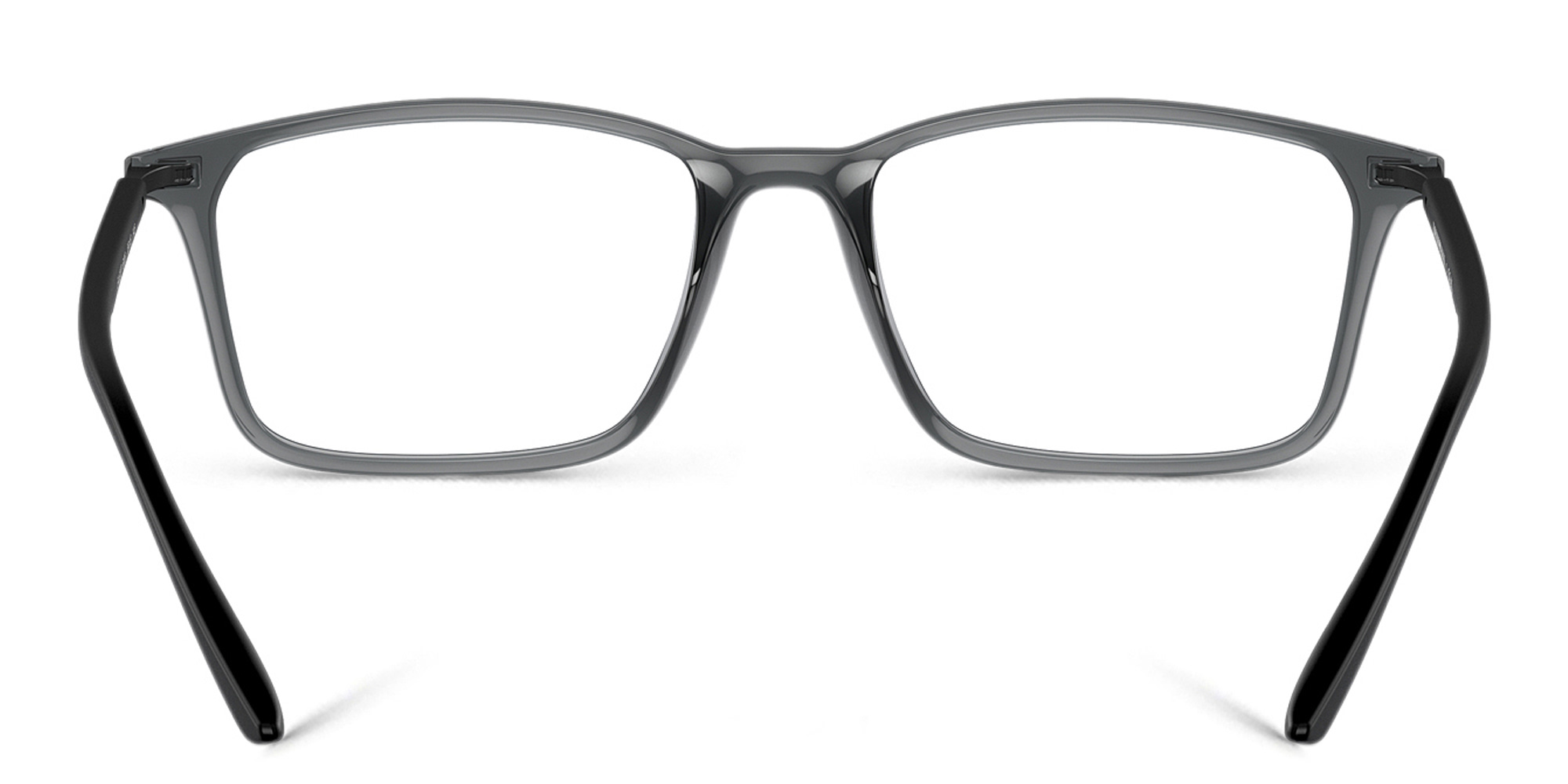 Emporio Armani Logo Wide Rectangle Eyeglasses in Shiny Transparent Black – Product Photo 4