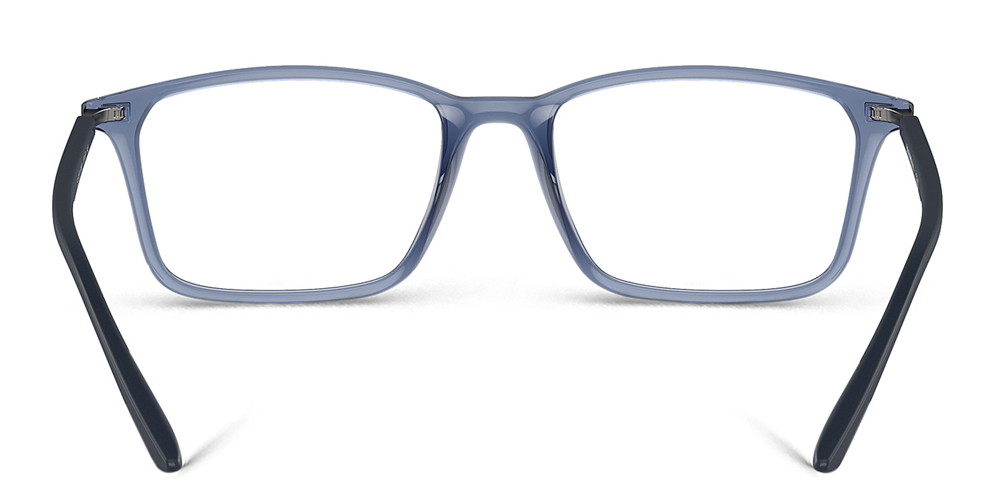 Emporio Armani Logo Wide Rectangle Eyeglasses in Shiny Transparent Blue – Product Photo 4