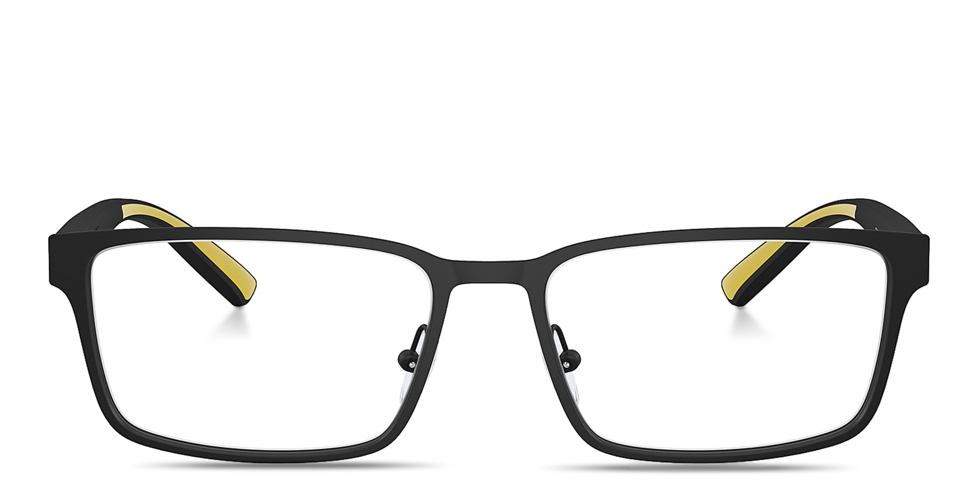 Shop SCUDERIA FERRARI Logo Wide Rectangle Eyeglasses in Black online.
