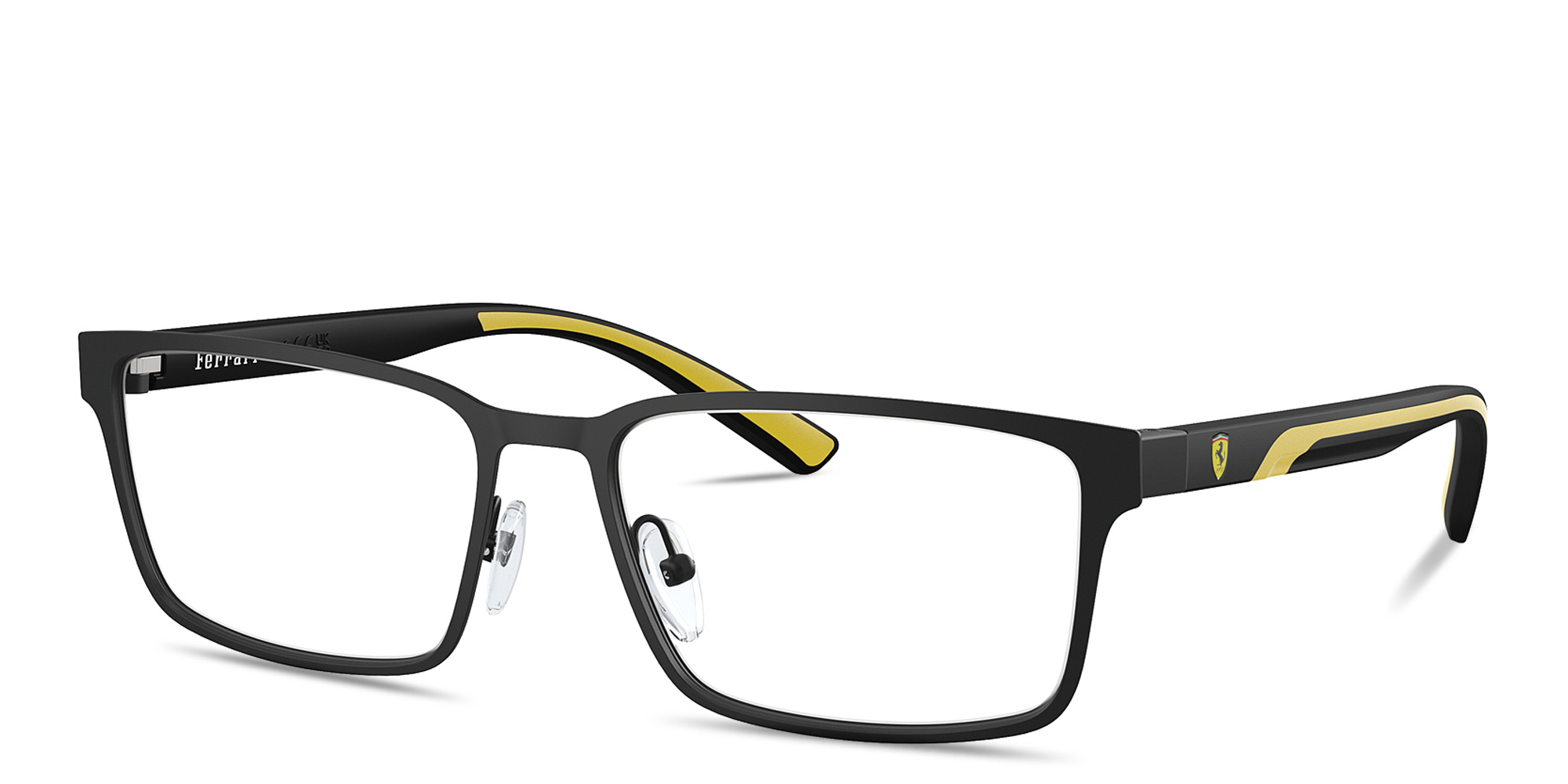 Shop SCUDERIA FERRARI Logo Wide Rectangle Eyeglasses in Black online.
