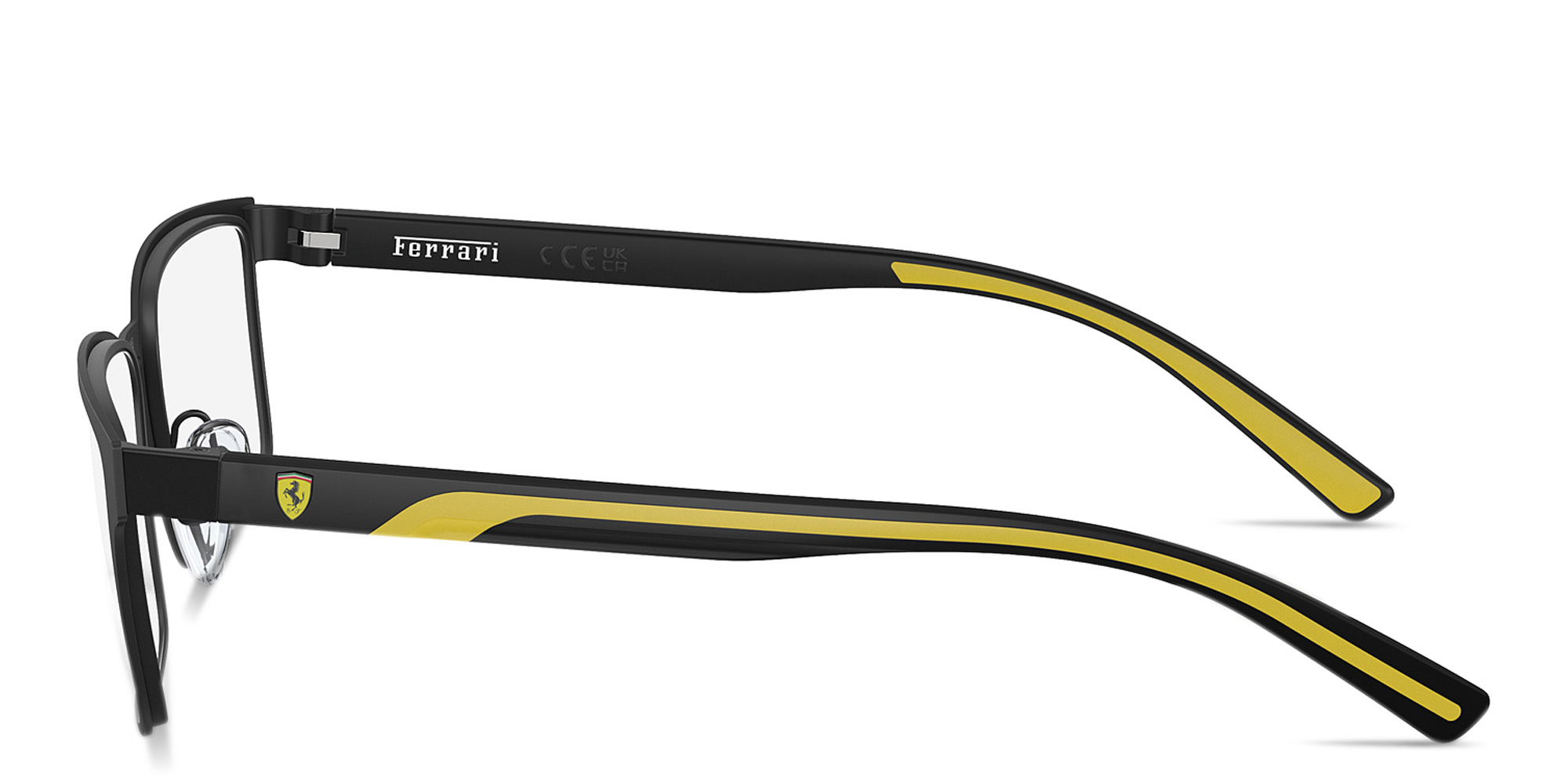Shop SCUDERIA FERRARI Logo Wide Rectangle Eyeglasses in Black online.