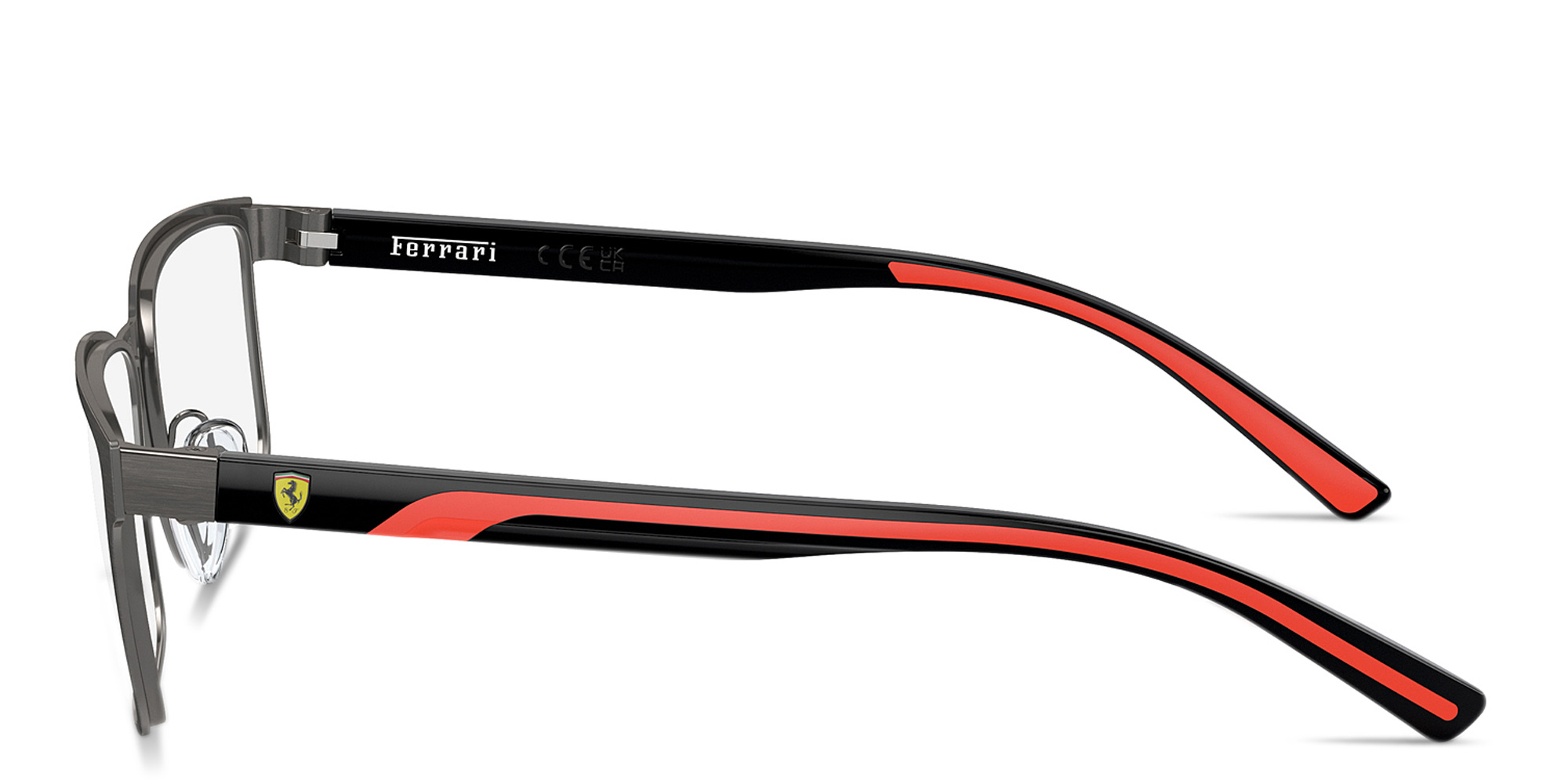 SCUDERIA FERRARI Logo Wide Rectangle Eyeglasses in Gunmetal – Product Photo 3