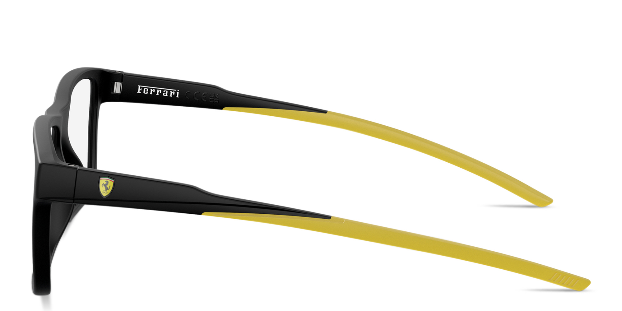 Shop SCUDERIA FERRARI Logo Wide Rectangle Eyeglasses in Rubber Black online.