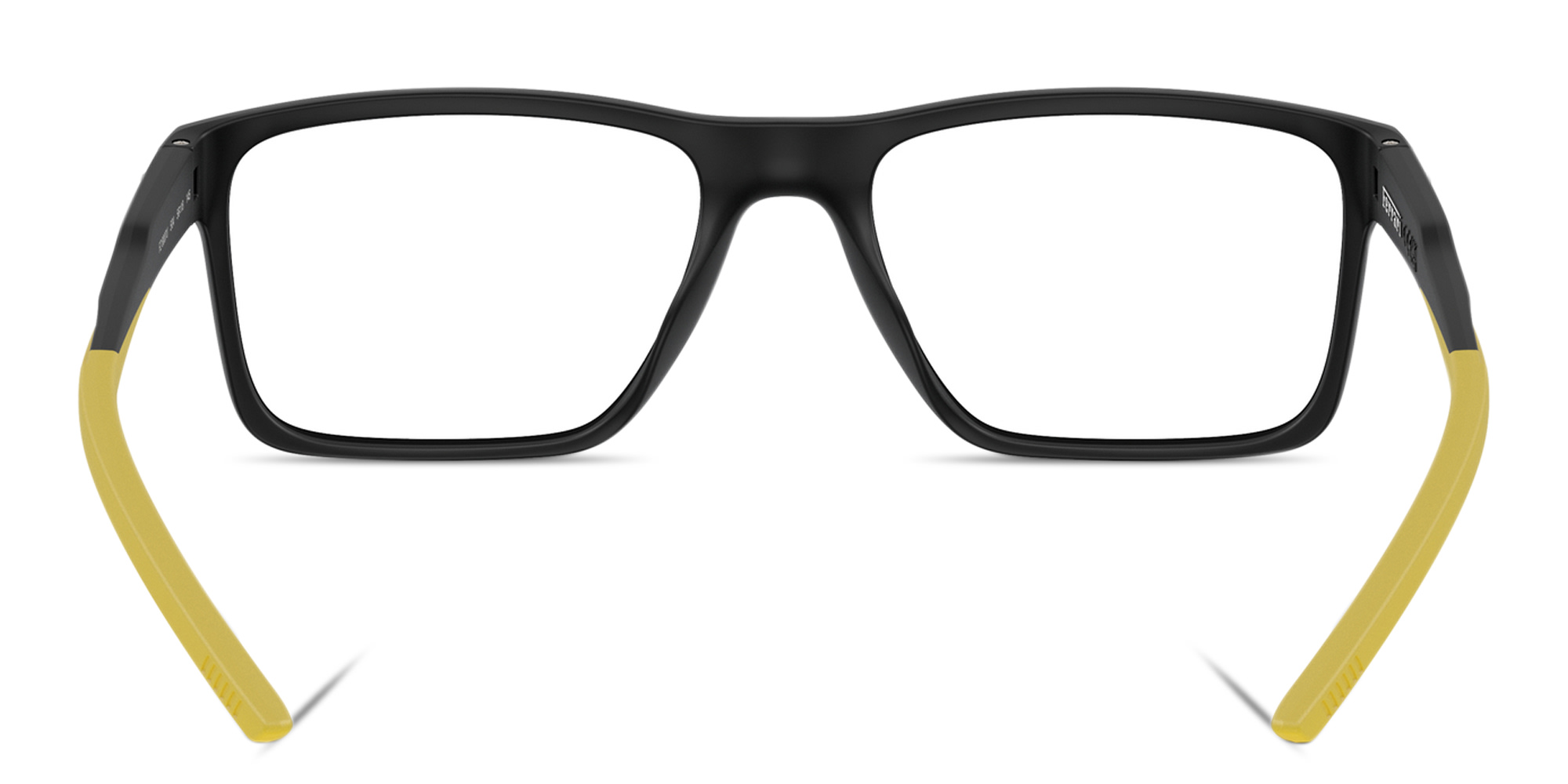 Shop SCUDERIA FERRARI Logo Wide Rectangle Eyeglasses in Rubber Black online.