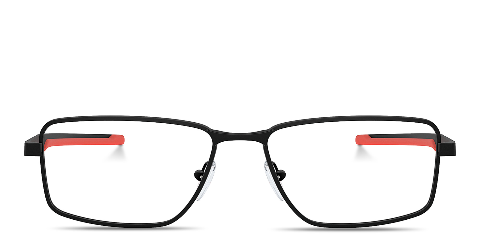 Shop SCUDERIA FERRARI Logo Wide Rectangle Eyeglasses in Black online.