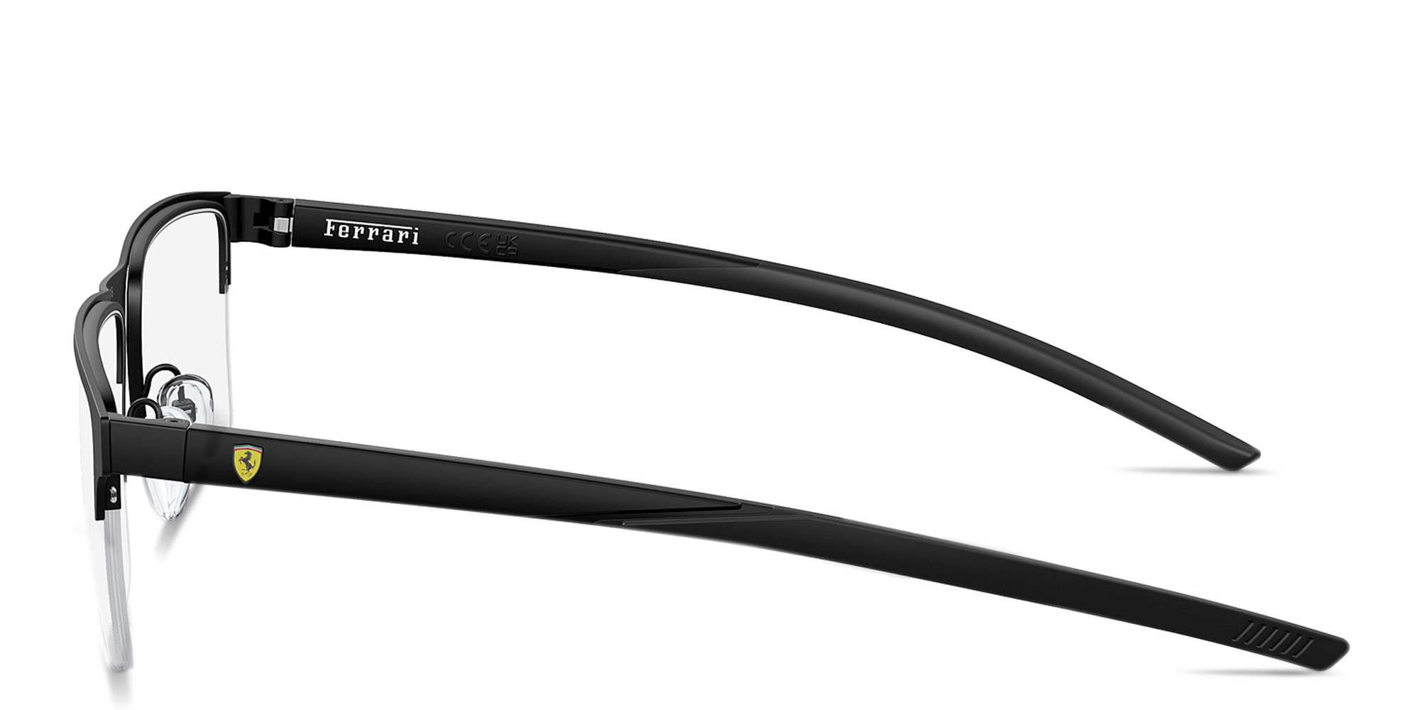 SCUDERIA FERRARI Logo Half-Rim Wide Square Eyeglasses in Black – Product Photo 3