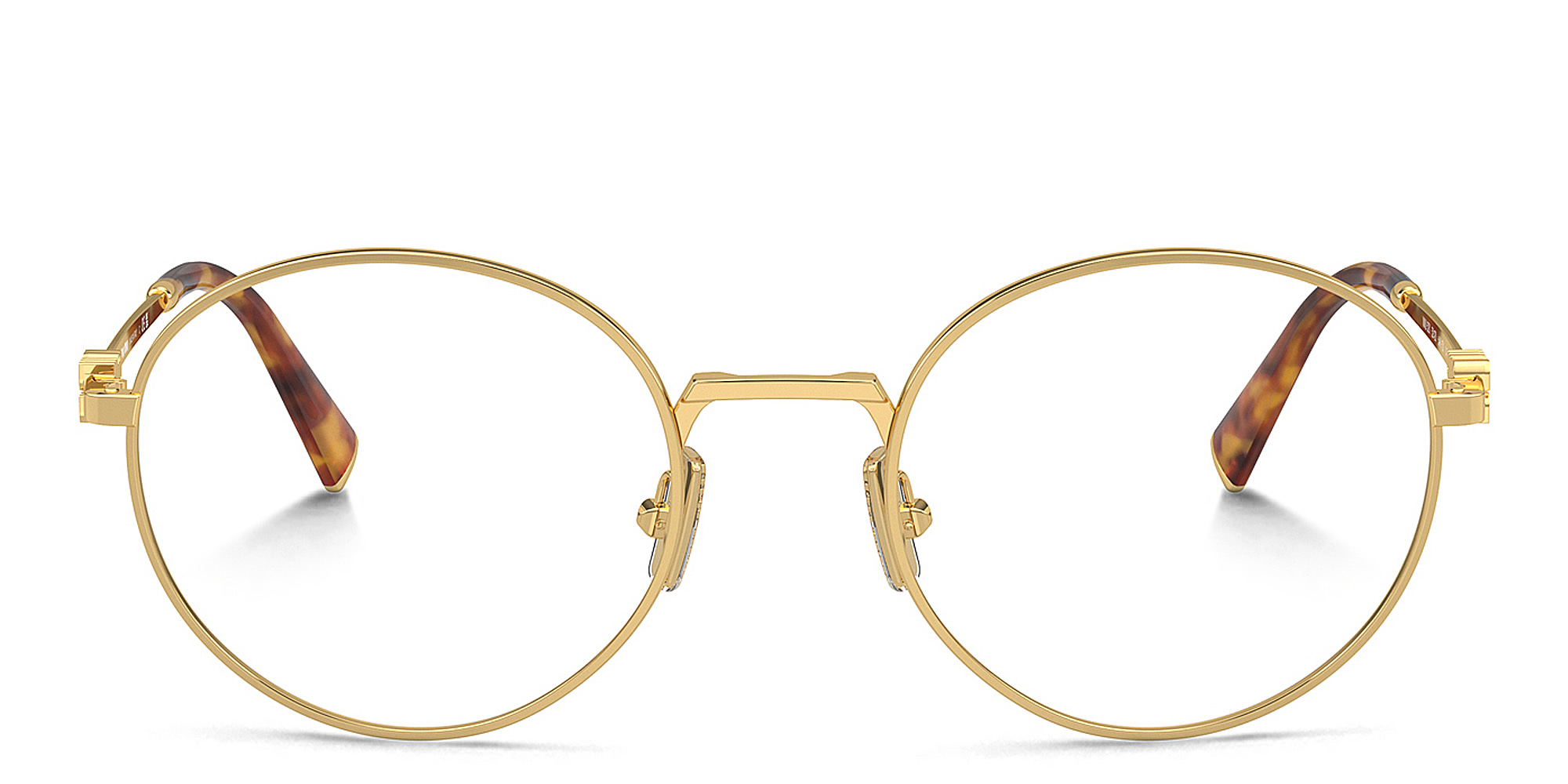 MIU MIU Vertical Logo Round Eyeglasses in Gold – Product Photo 1