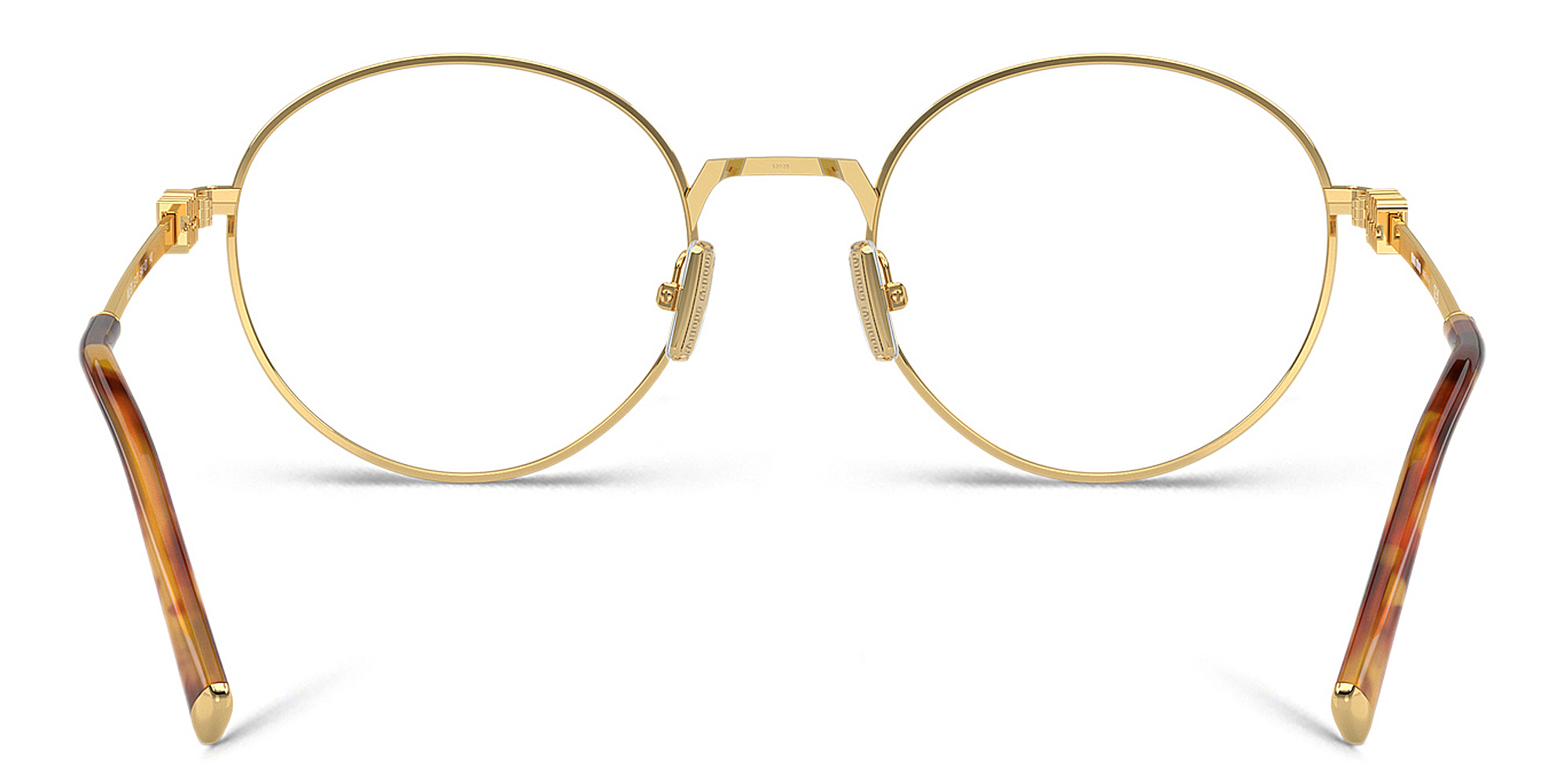 MIU MIU Vertical Logo Round Eyeglasses in Gold – Product Photo 4