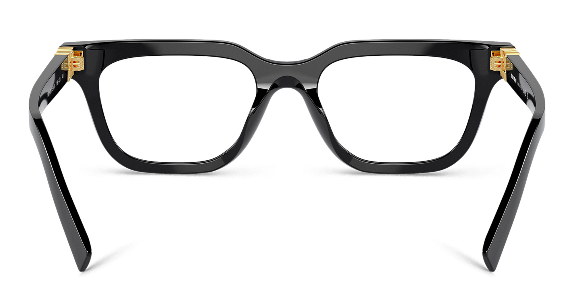 Shop MIU MIU Vertical Logo Rectangle Eyeglasses in Black online.