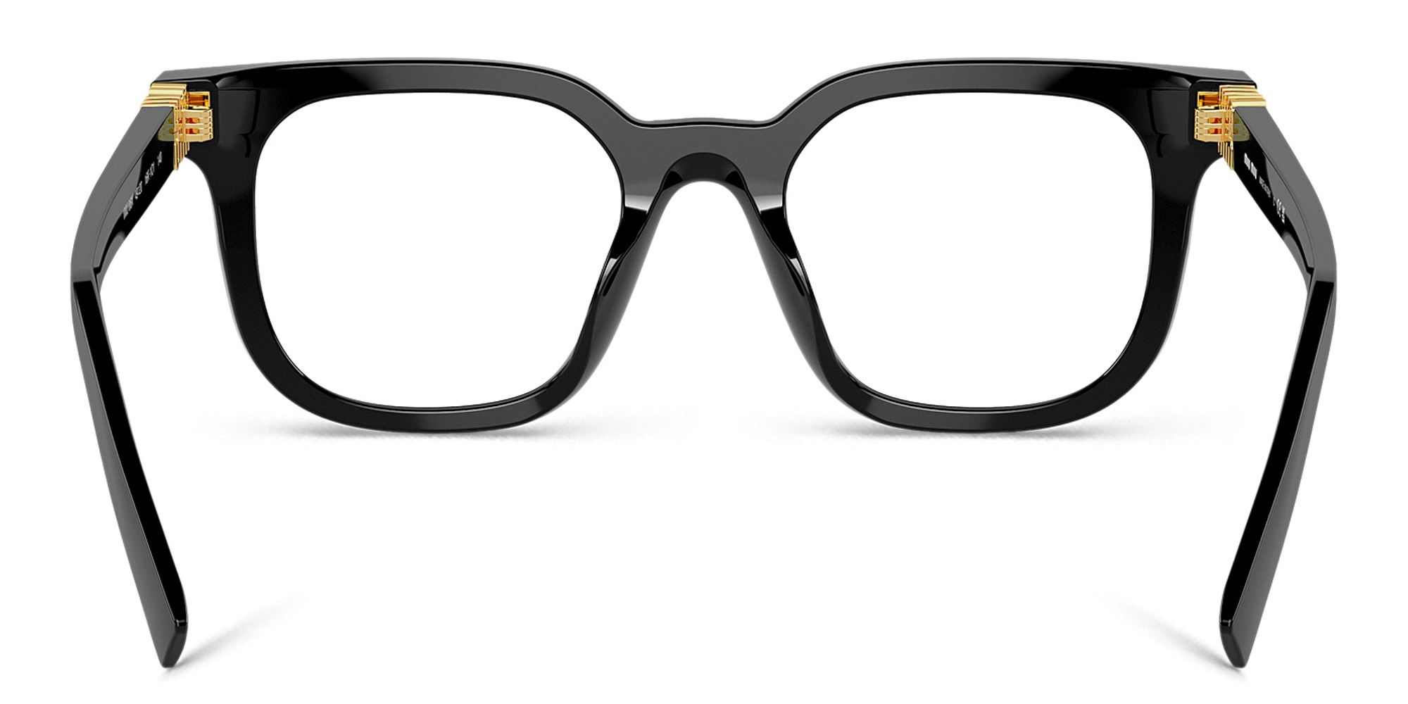 Shop MIU MIU Vertical Logo Square Eyeglasses in Black online.