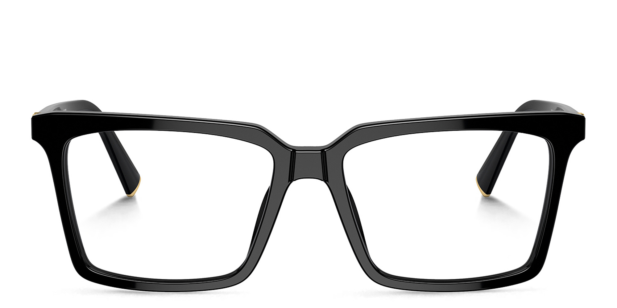 Shop MIU MIU Vertical Logo Square Eyeglasses in Black online.