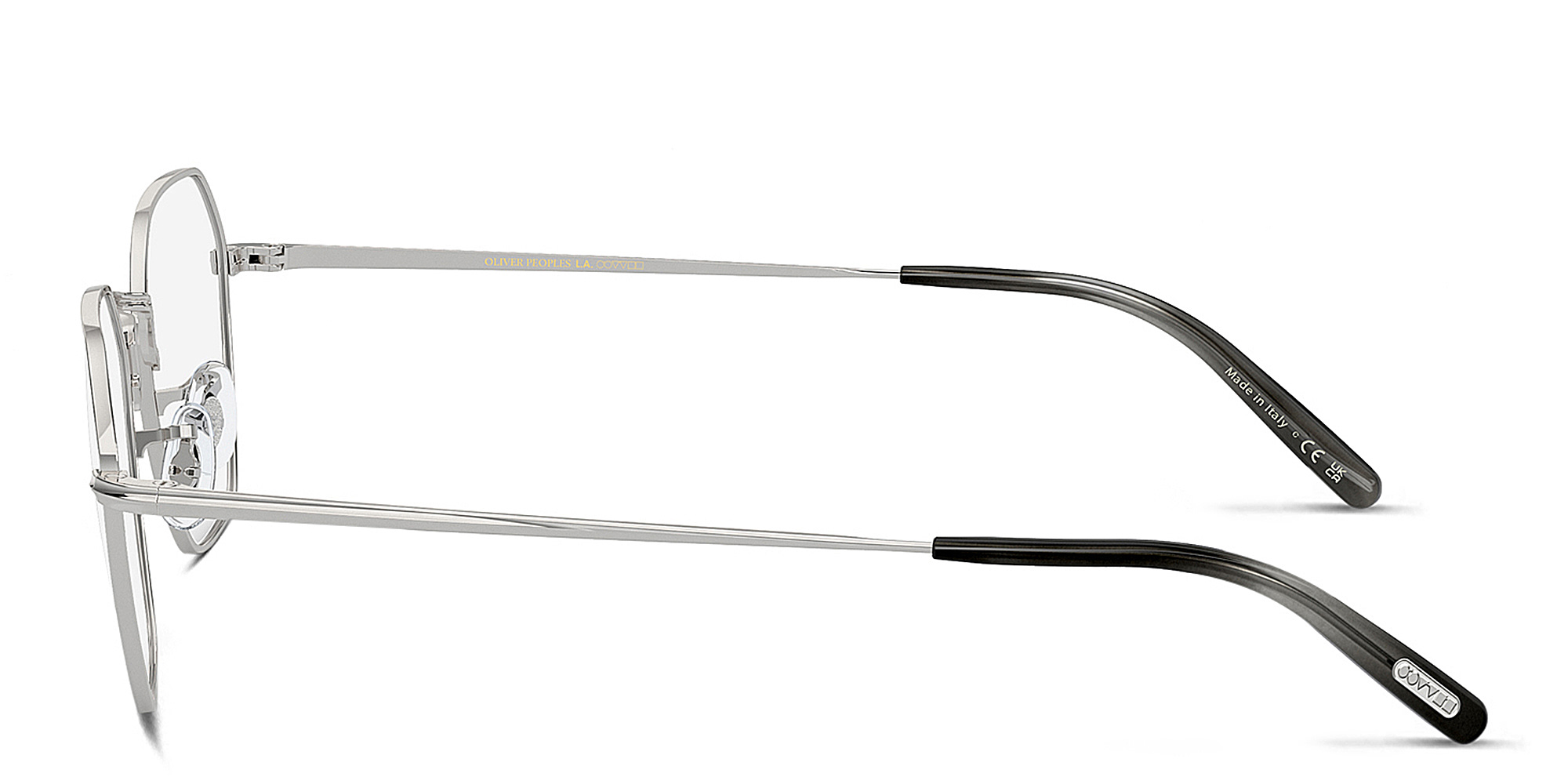 Shop OLIVER PEOPLES Levison Unisex Irregular Eyeglasses in Silver online.
