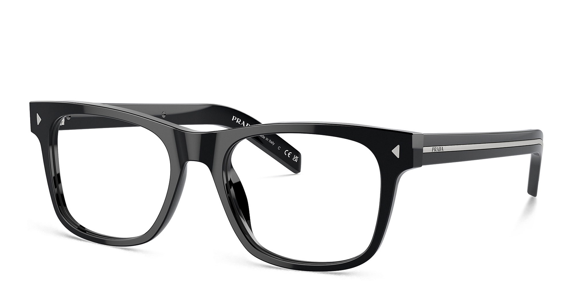Shop PRADA Logo Pillow Eyeglasses in Black online.