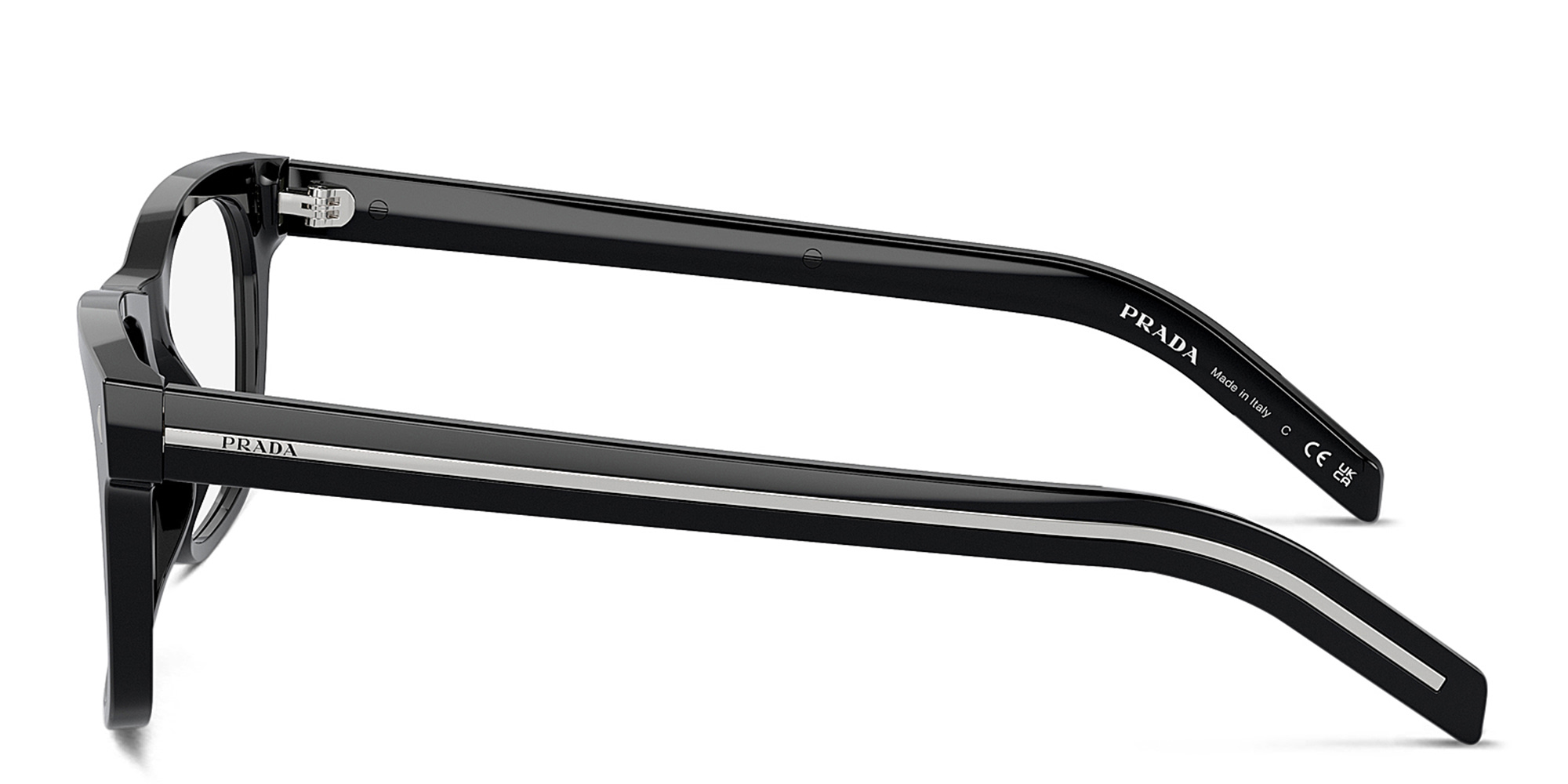 Shop PRADA Logo Pillow Eyeglasses in Black online.