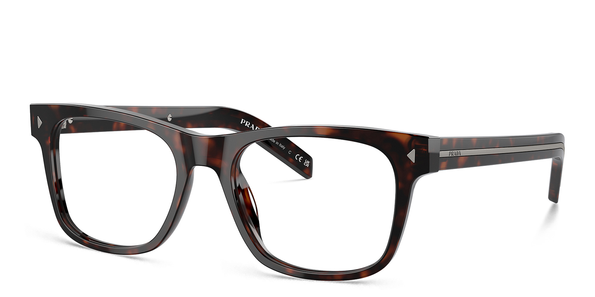 Shop PRADA Logo Pillow Eyeglasses in Tortoise online.