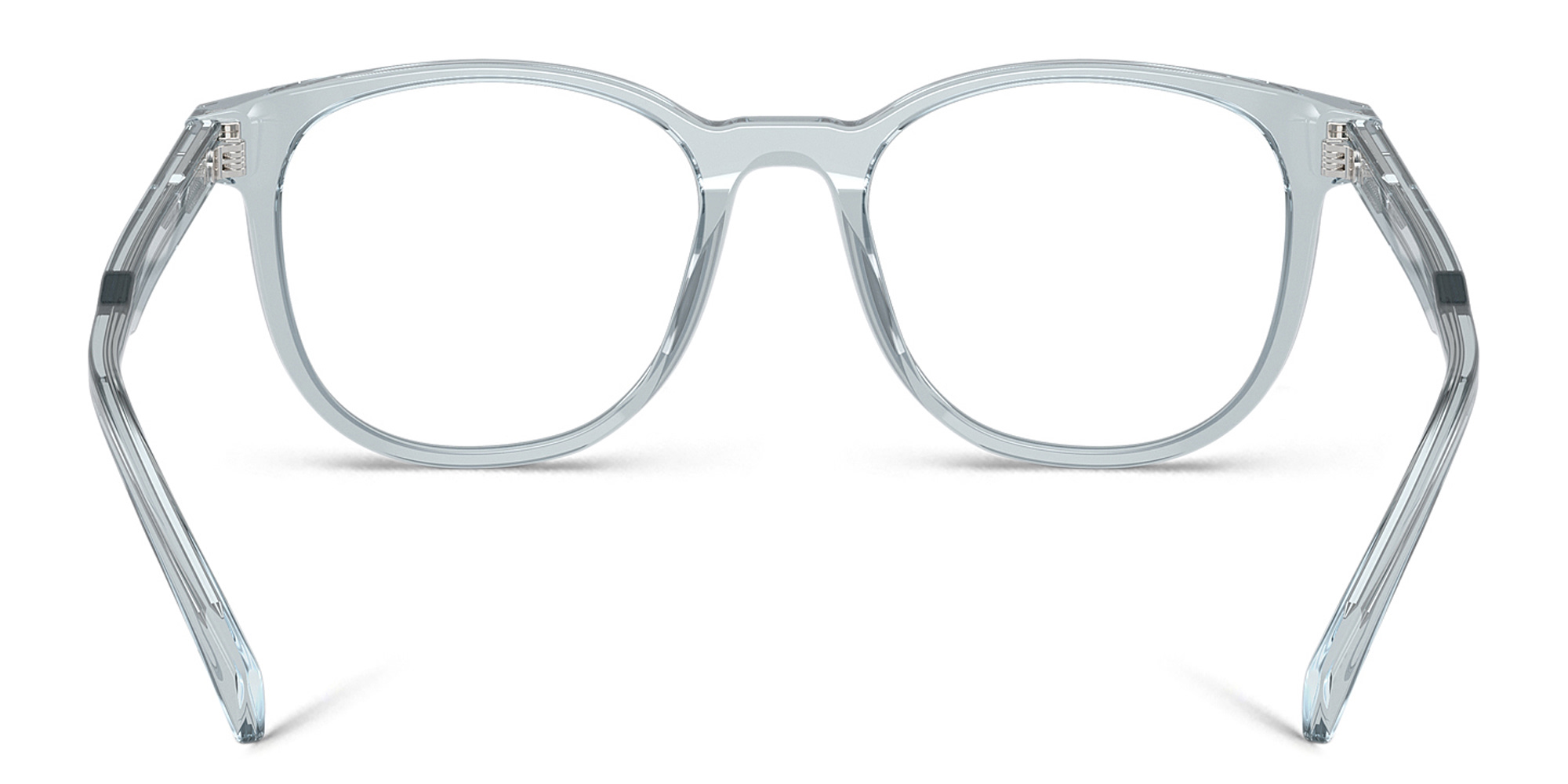 Shop PRADA Logo Panthos Eyeglasses in Transparent Azure online.