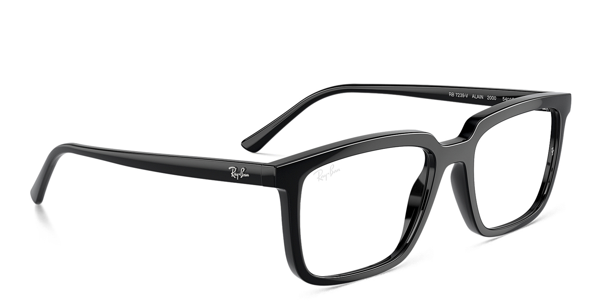 Ray-Ban Alain Optics Unisex Rectangle Eyeglasses in Black – Product Photo 4