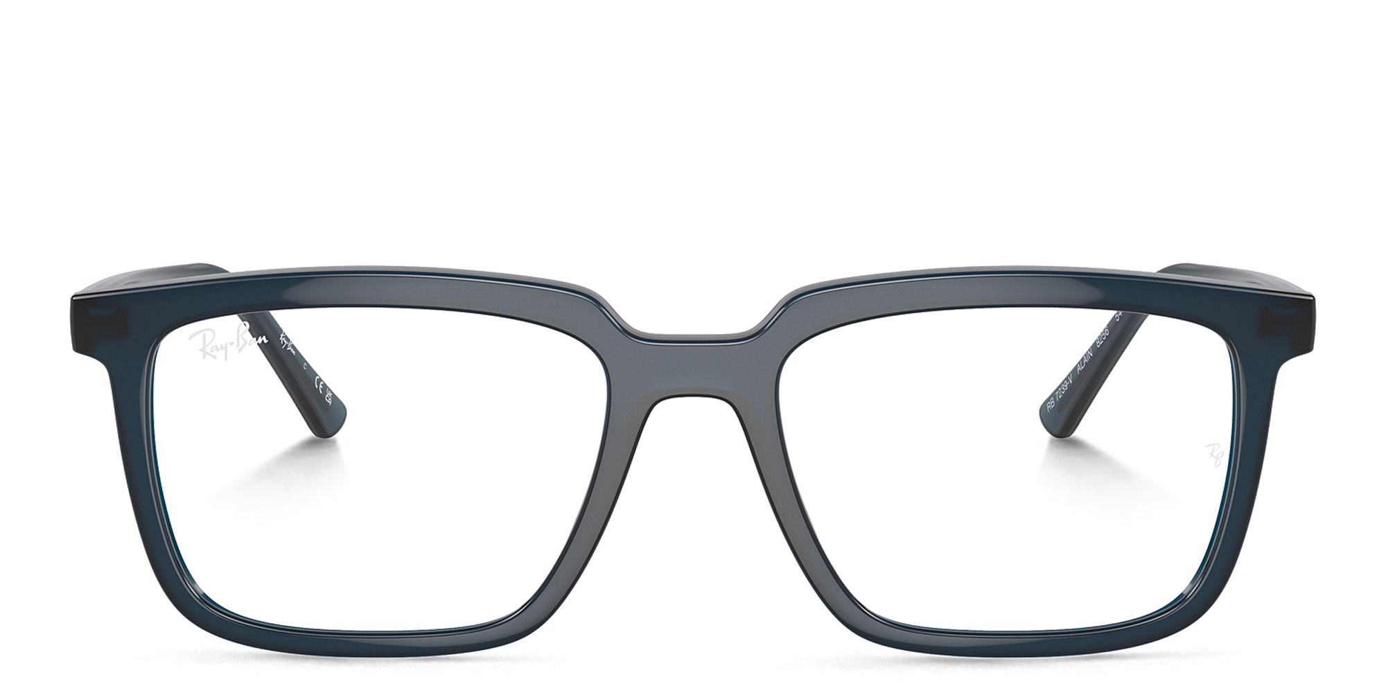 Shop Ray-Ban Alain Optics Unisex Rectangle Eyeglasses in Opal Dark Blue online.