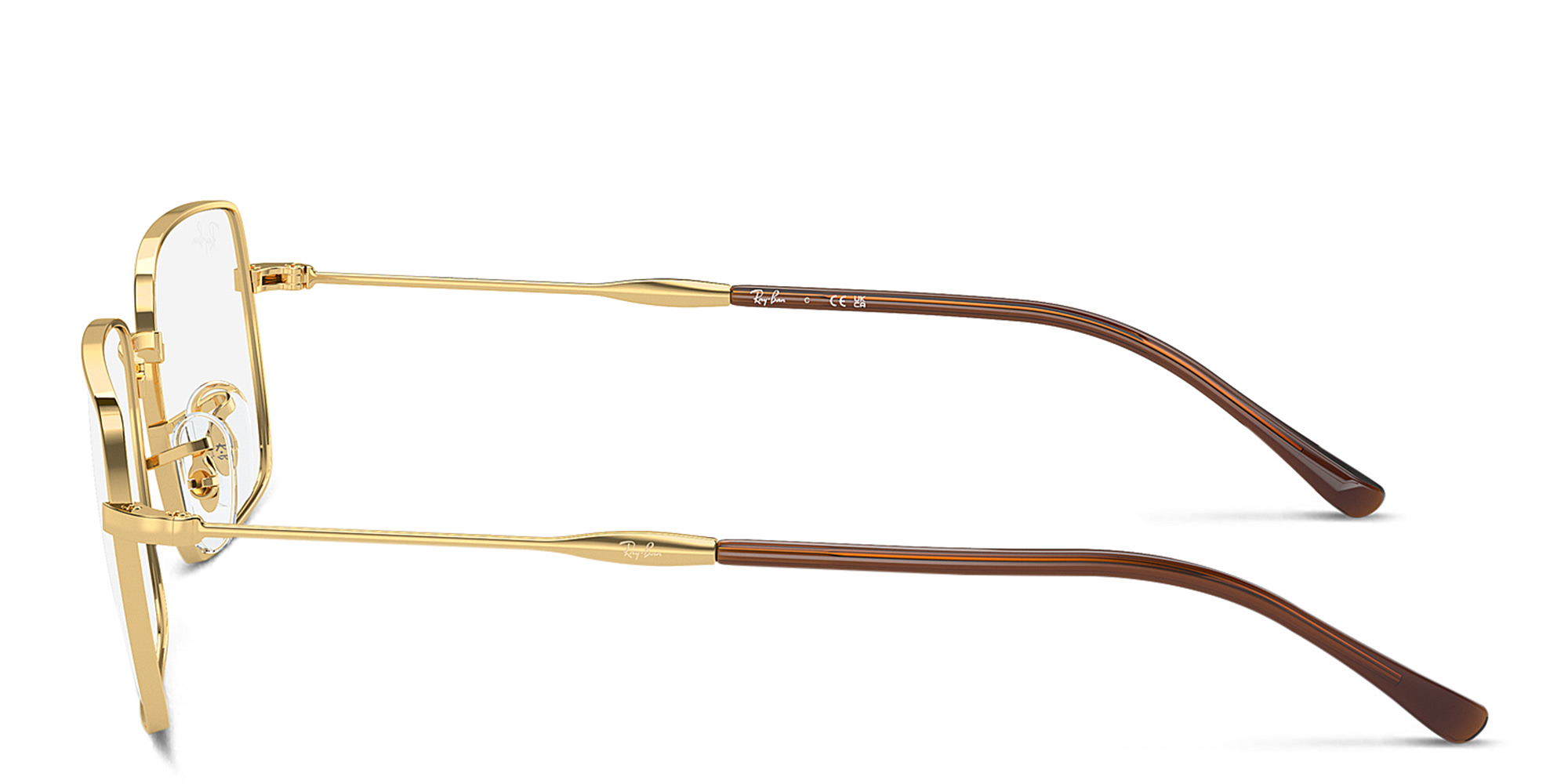 Ray-Ban Optics Unisex Rectangle Eyeglasses in Gold – Product Photo 3