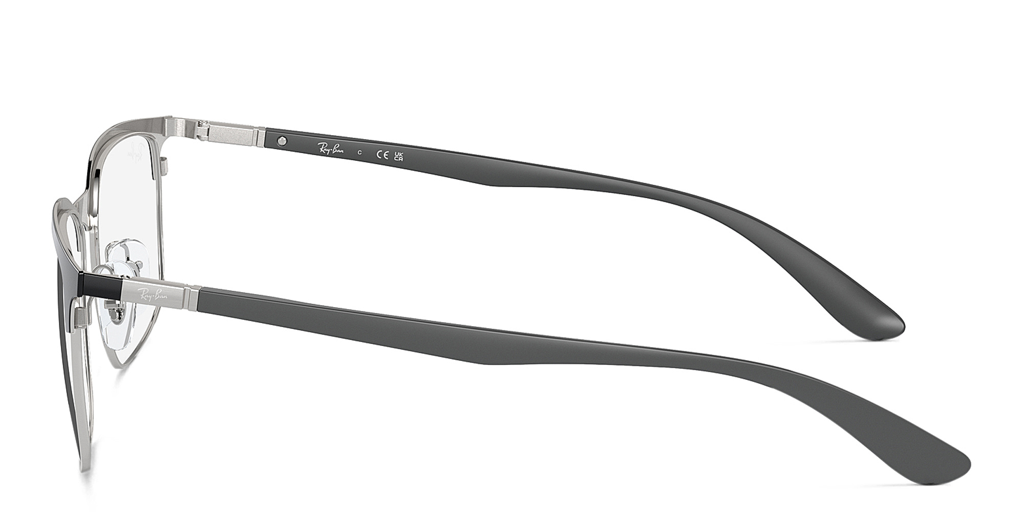 Shop Ray-Ban Optics Unisex Wide Square Eyeglasses in Black On Silver online.