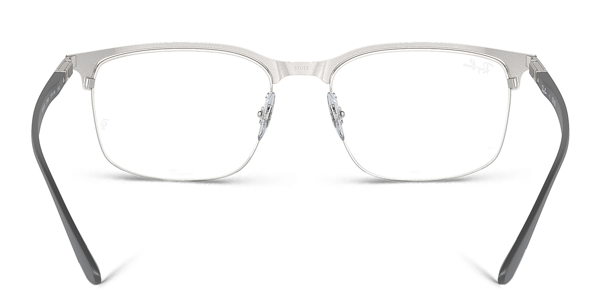Shop Ray-Ban Optics Unisex Wide Square Eyeglasses in Black On Silver online.