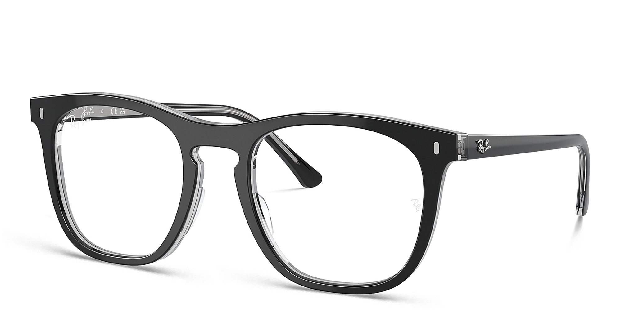 Ray-Ban Optics Unisex Square Eyeglasses in Dark Grey On Transparent Light Grey – Product Photo 2