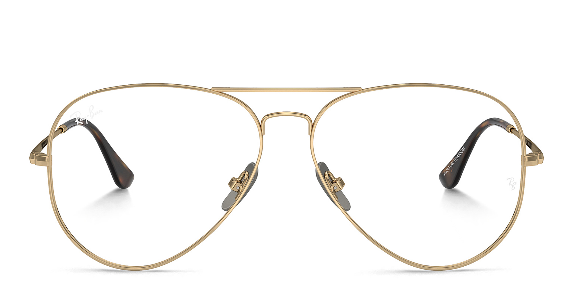 Shop Ray-Ban Pilot Titanium Optics Wide Unisex Eyeglasses in Light Brown online.
