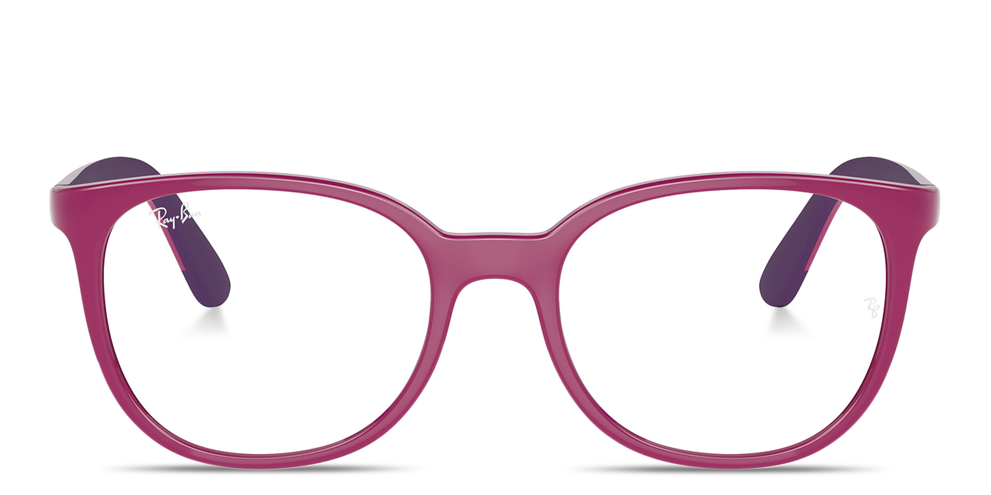 Shop Ray-Ban Junior Optics Kids Bio-Based Panthos Eyeglasses in Fucsia On Rubber Violet online.